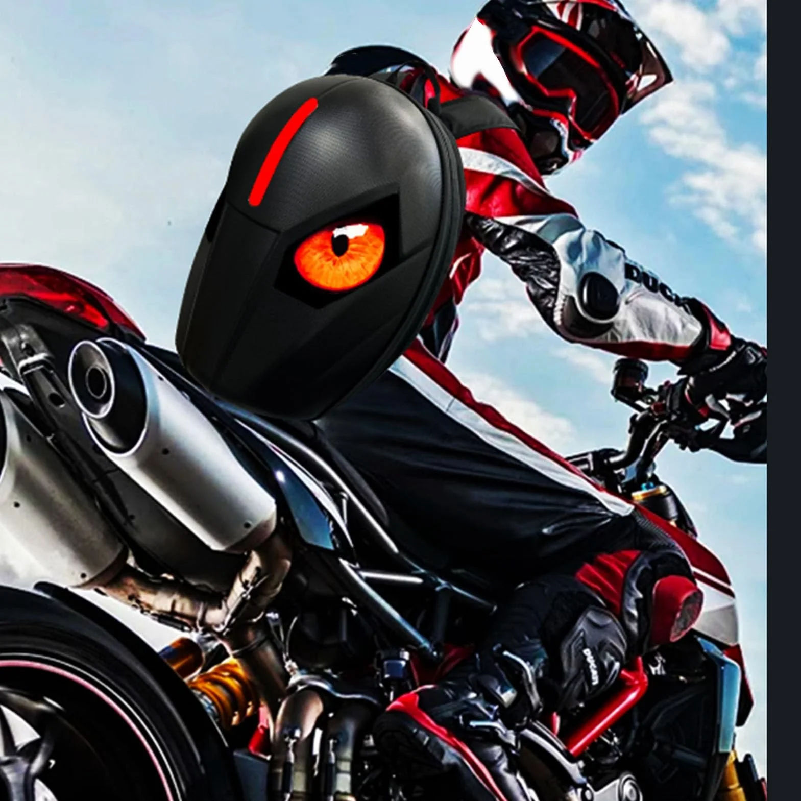 Hyuduo Plecak LED, Plecak Motocyklowy z twardą obudową 3D i Programowalnym Ekranem, Torba na Laptopa o Dużej Pojemności dla Mężczyzn, z Miejscem do Przechowywania 19,69 Cala,