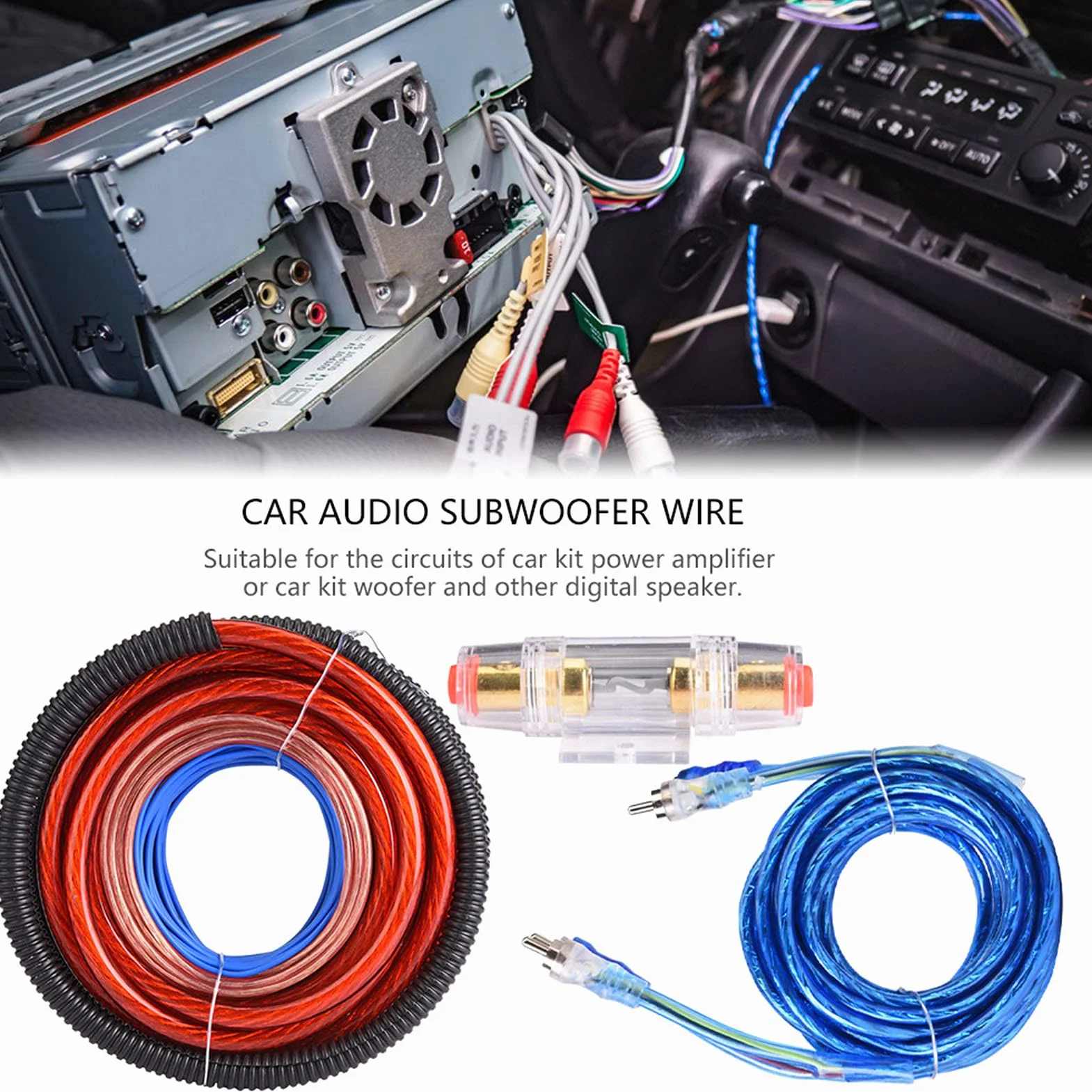 Zestaw okablowania do wzmacniacza samochodowego 2800 W, kable subwooferowe