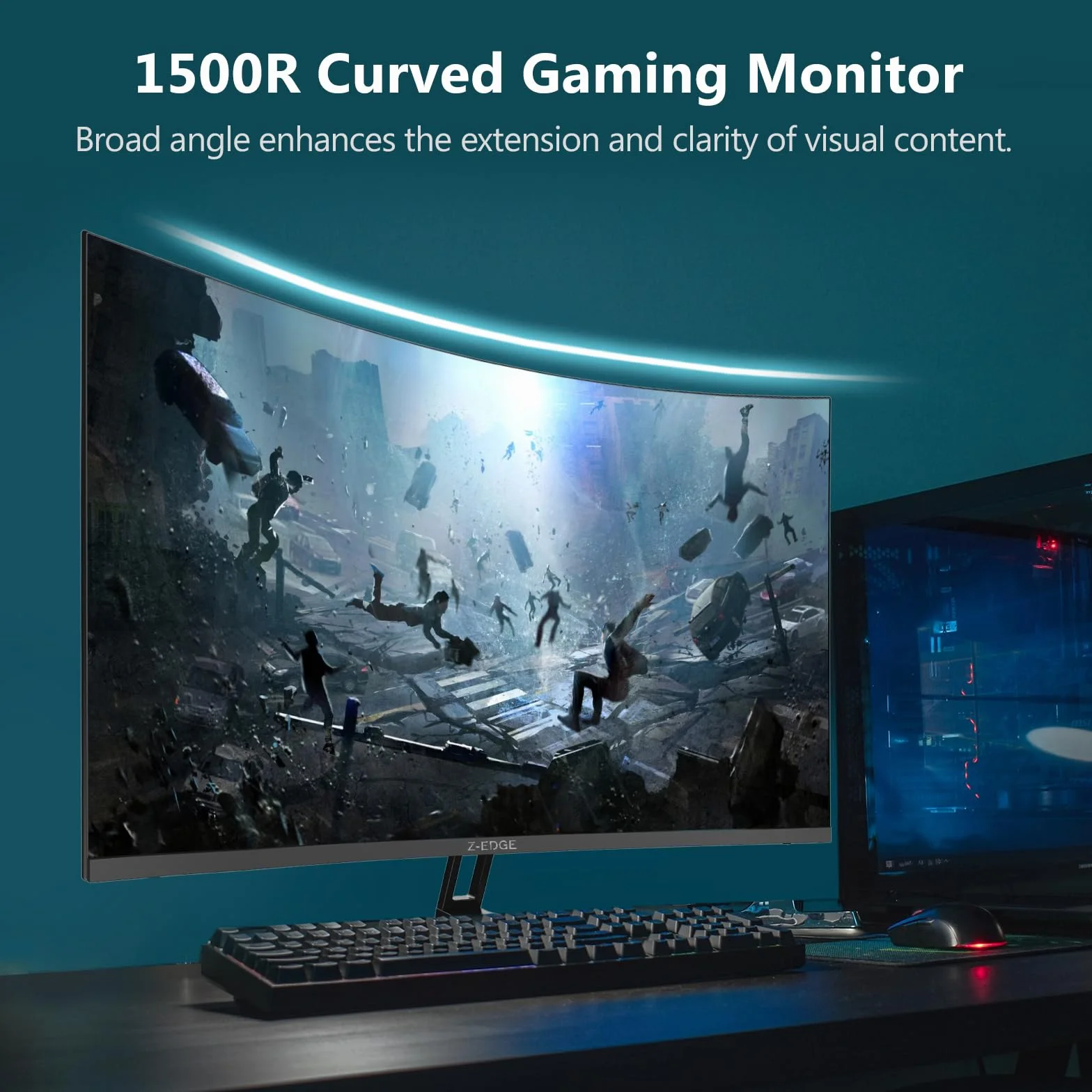 Z-Edge 32-calowy zakrzywiony monitor do gier PC 2K QHD (2560x1440), 1ms, 170 Hz, FreeSync, Regulowane nachylenie, 1500R VA, 2×DP1.4 &2×HDMI2.0, 3000:1, RGB, VESA 75 * 75mm (kabel HDMI w zestawie)