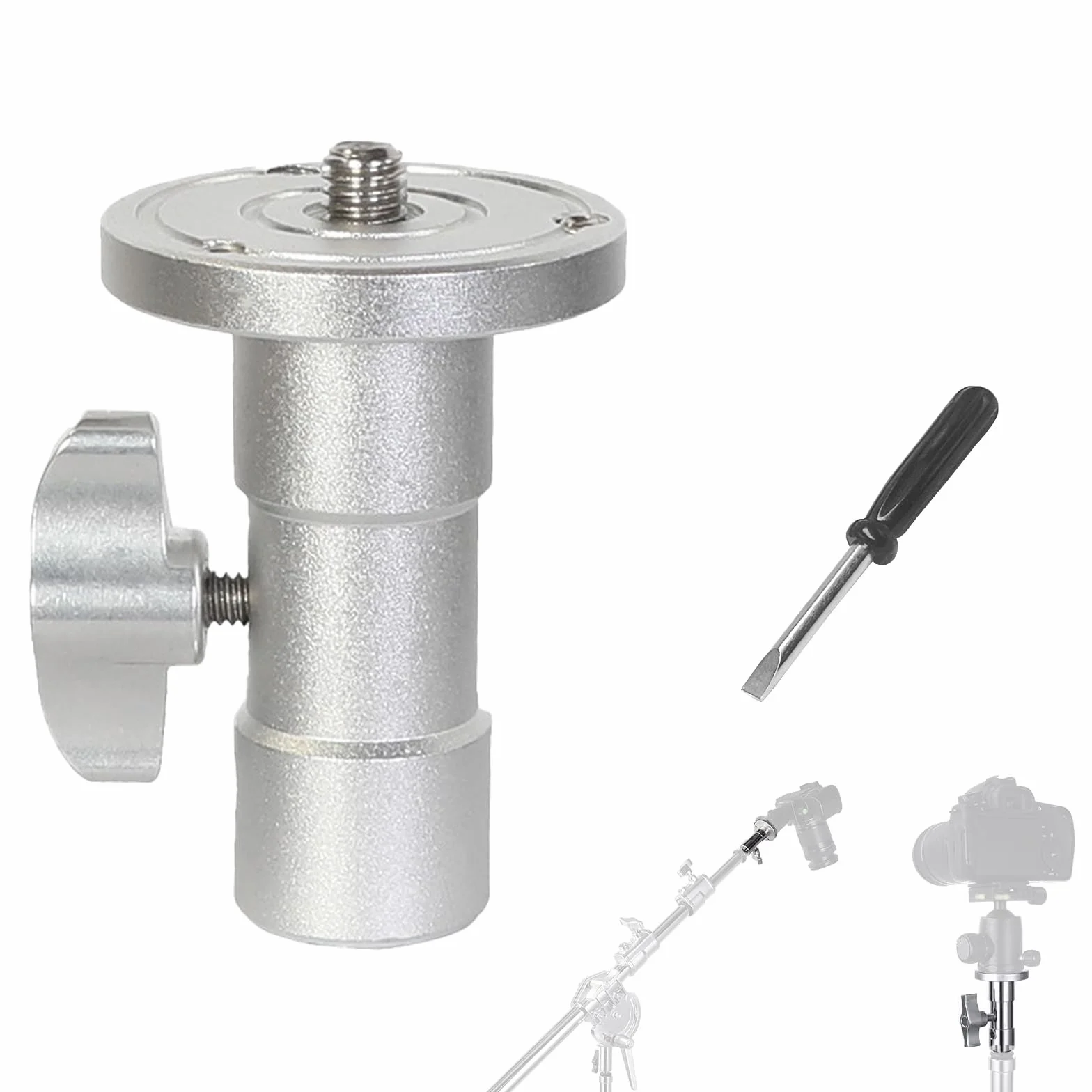 Adapter głowicy kulowej dla niemowląt 5/20.3 cm na 3/20.3 cm - aluminiowy konwerter do montażu aparatu do stojaków C, stojaków fotograficznych, głowic statywu, szpilka dla niemowląt, odbiór
