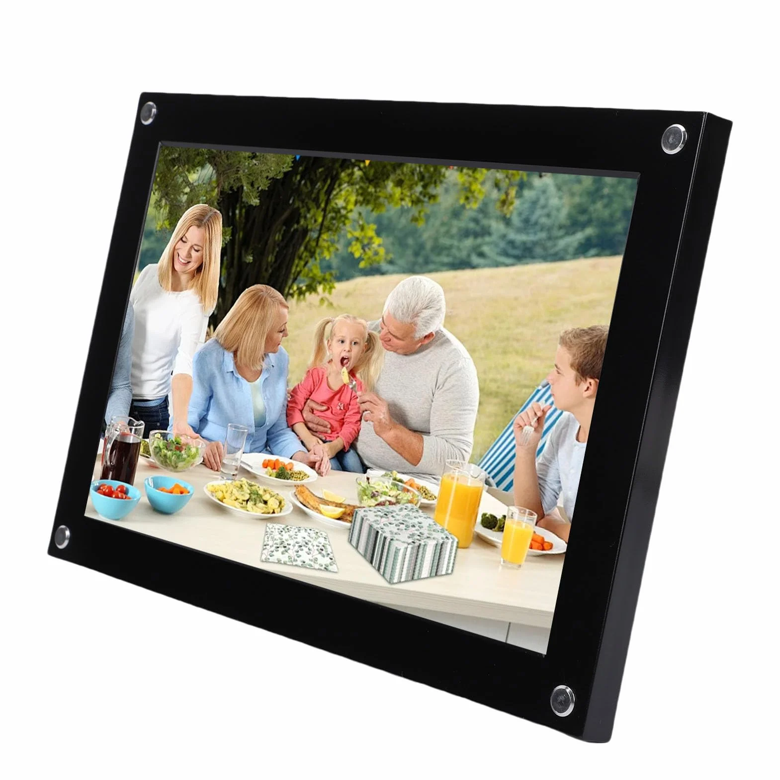 Fdit Ekran Dotykowy Cyfrowa Ramka na Zdjęcia 10,1 Cala WiFi Automatyczne Obracanie Wyświetlacza Wspomnienia na Wydarzenia w Domowym Biurze Akryl 32 GB (BLACK)