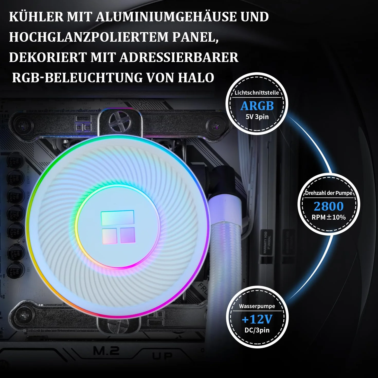 TR Aqua Elite 360 V5 ARGB White płynna chłodnica procesora - 360 mm AIO, 3 wentylatory PWM - efekt oświetlenia ARGB z cienkim pierścieniem, do AM4/AM5, Intel LGA1851/1700/115x, biała chłodnica wodna