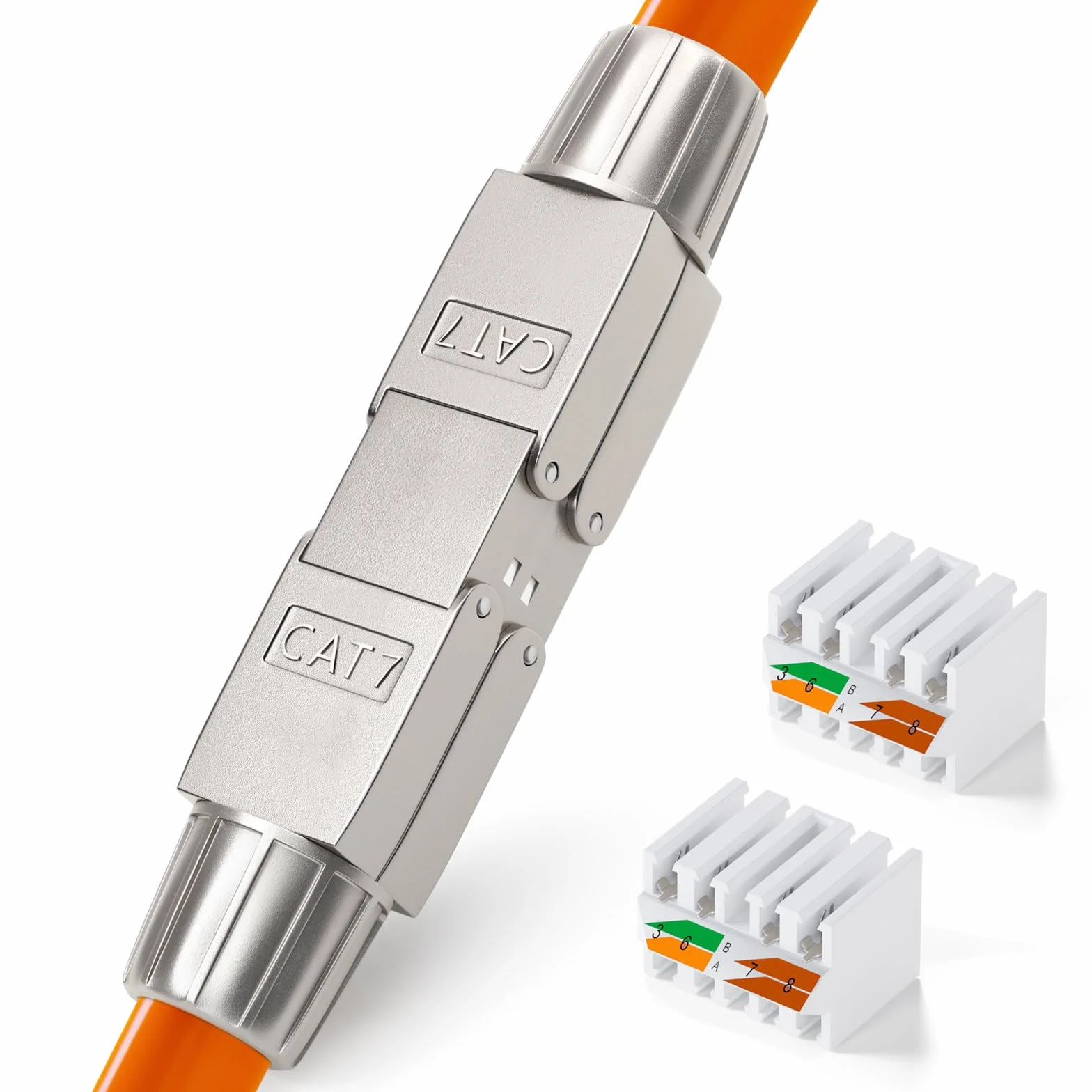 HB-DIGITAL 1 x beznarzędziowy kabel sieciowy LSA Cat.7 STP adapter przedłużający do kabla instalacyjnego LAN, kabel instalacyjny Ethernet CAT 7