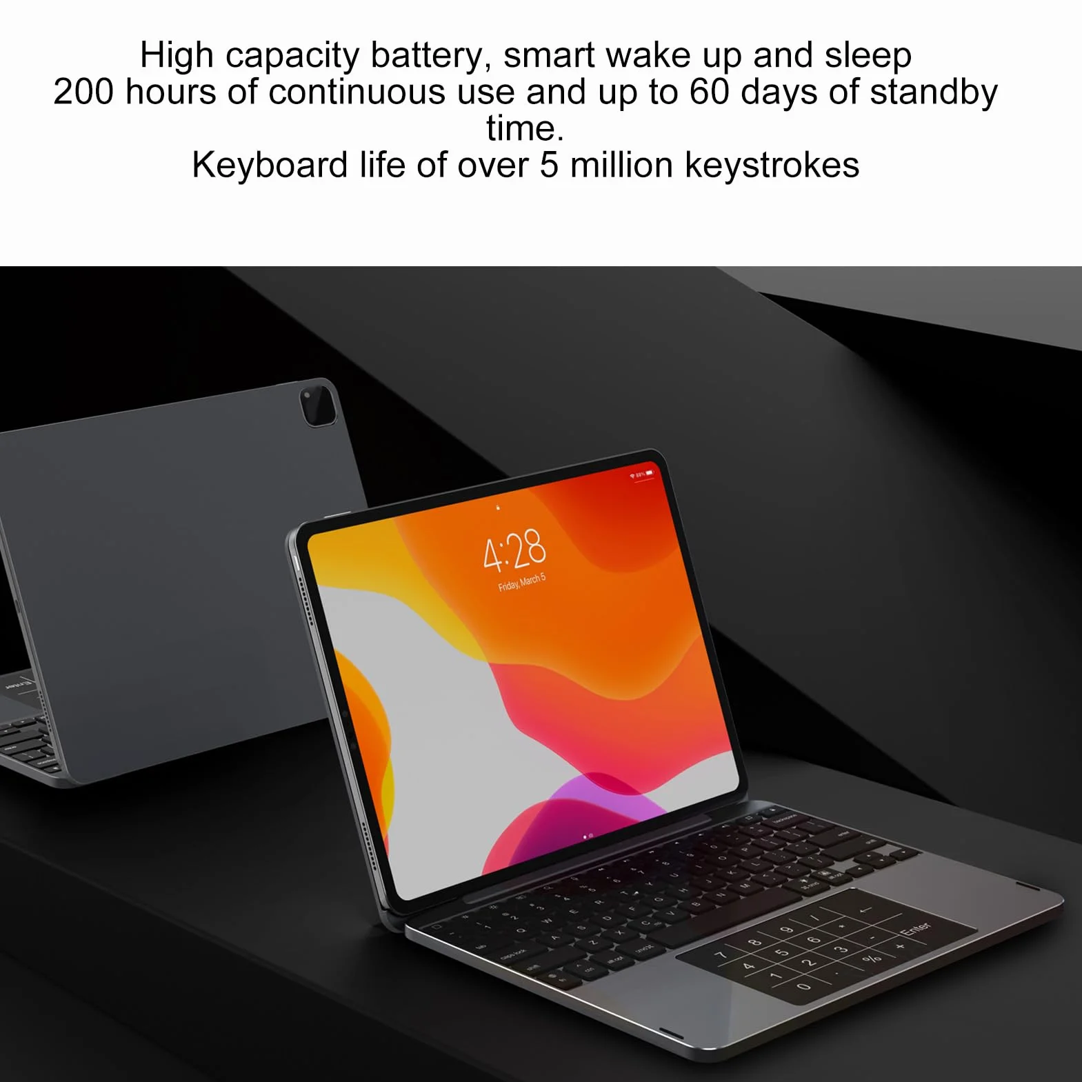 Magnetyczne Etui na klawiaturę dla IOS Pad Air 11 Cali 10,9 Cala dla IOS Pad Pro 11 Cali, Bezprzewodowe Etui na klawiaturę Bluetooth z Gładzikiem Multi Touch, Klawisze Skrótów