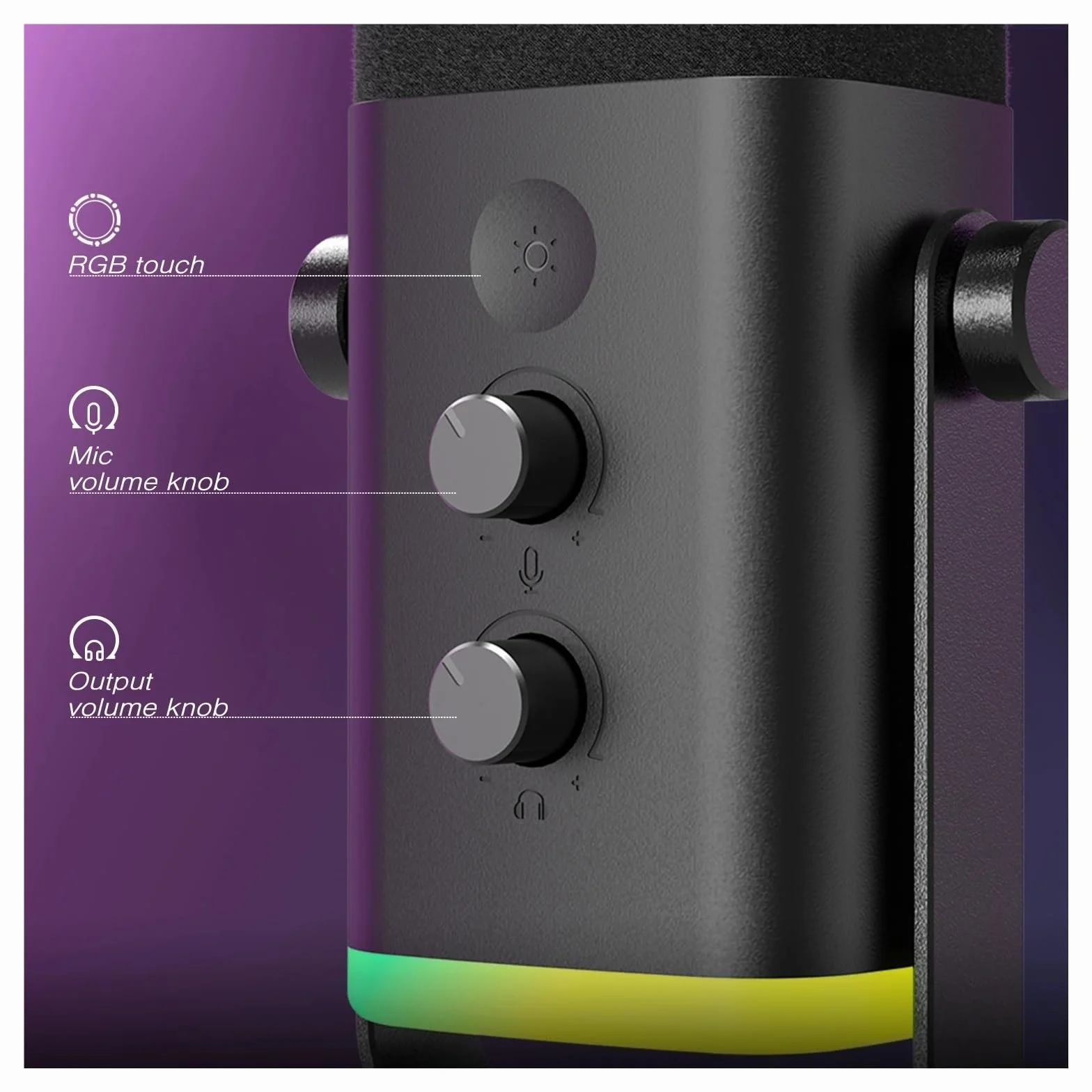 Mikrofon Dynamiczny USB/XLR Z Przyciskiem Wyciszania Dotykowego, Gniazdo Słuchawkowe, Elementy Sterujące We/wy, Mikser PC PS5/4, Do Gier Uniwersalna Kompatybilność(AM8P)