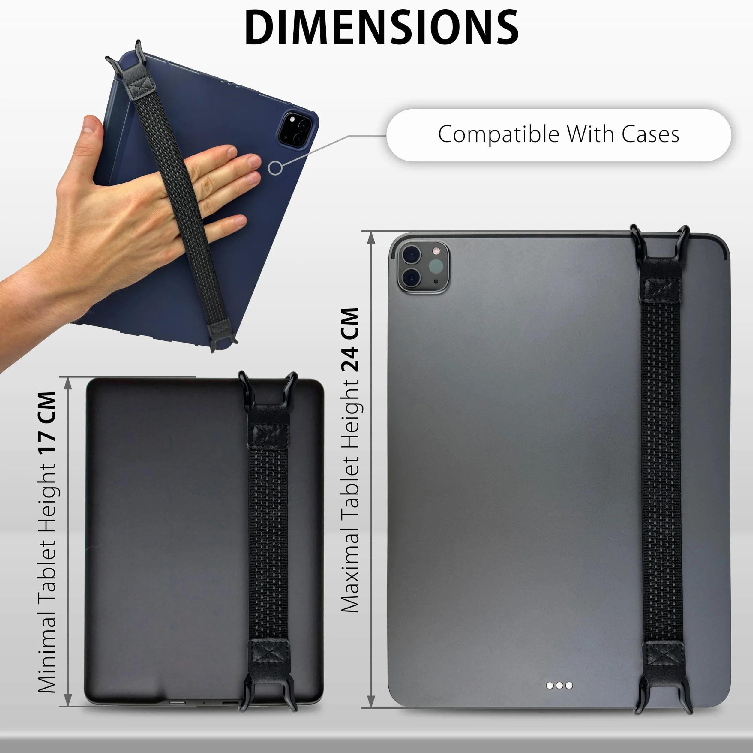 MyGadget Uchwyt na tablet – uniwersalny uchwyt ręczny [ 6,3" do 11" ] – pasek na rękę m. in. do Apple iPad Air/Pro, Samsung Galaxy Tab, Kindle Paperwhite