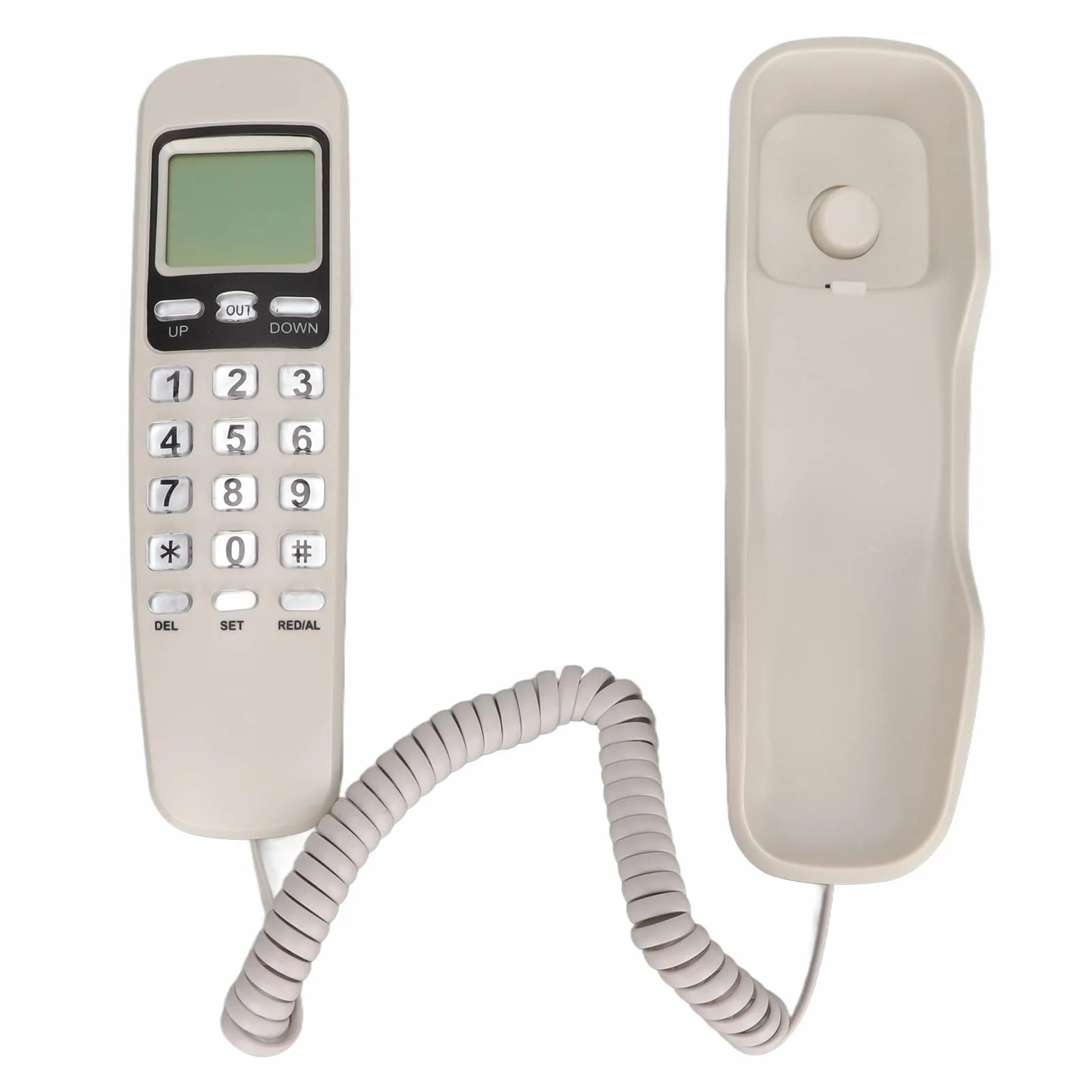 Przewodowy telefon stacjonarny, telefony domowe do montażu na ścianie lub biurkowe Telefon domowy z funkcją ponownego wybierania ostatniego numeru, lampą błyskową i wyświetlaczem ID dzwoniącego Tele