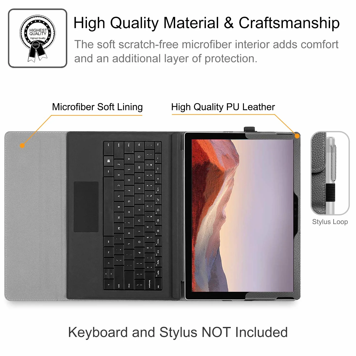 FINTIE Etui na Microsoft Surface Pro 7 / Pro 6 / Pro 5 / Pro 4 / Pro 3 - etui biznesowe z kieszenią, kompatybilne z klawiaturą typu (czarne)