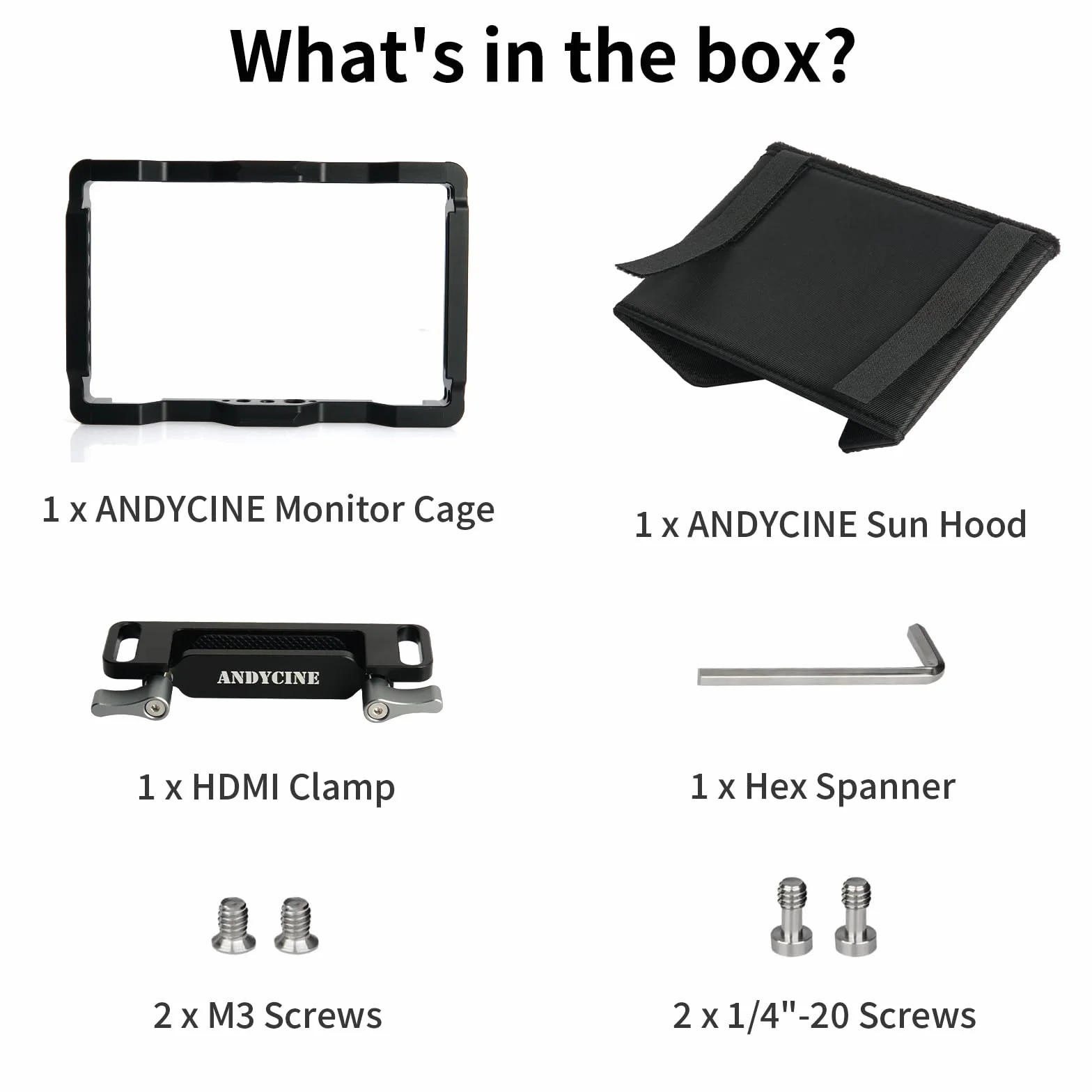 Klatka monitora ANDYCINE z osłoną przeciwsłoneczną kompatybilna z Atomos Ninja V/Ninja V+/Shinobi, wbudowanymi szynami Nato i zaciskiem kabla HDMI