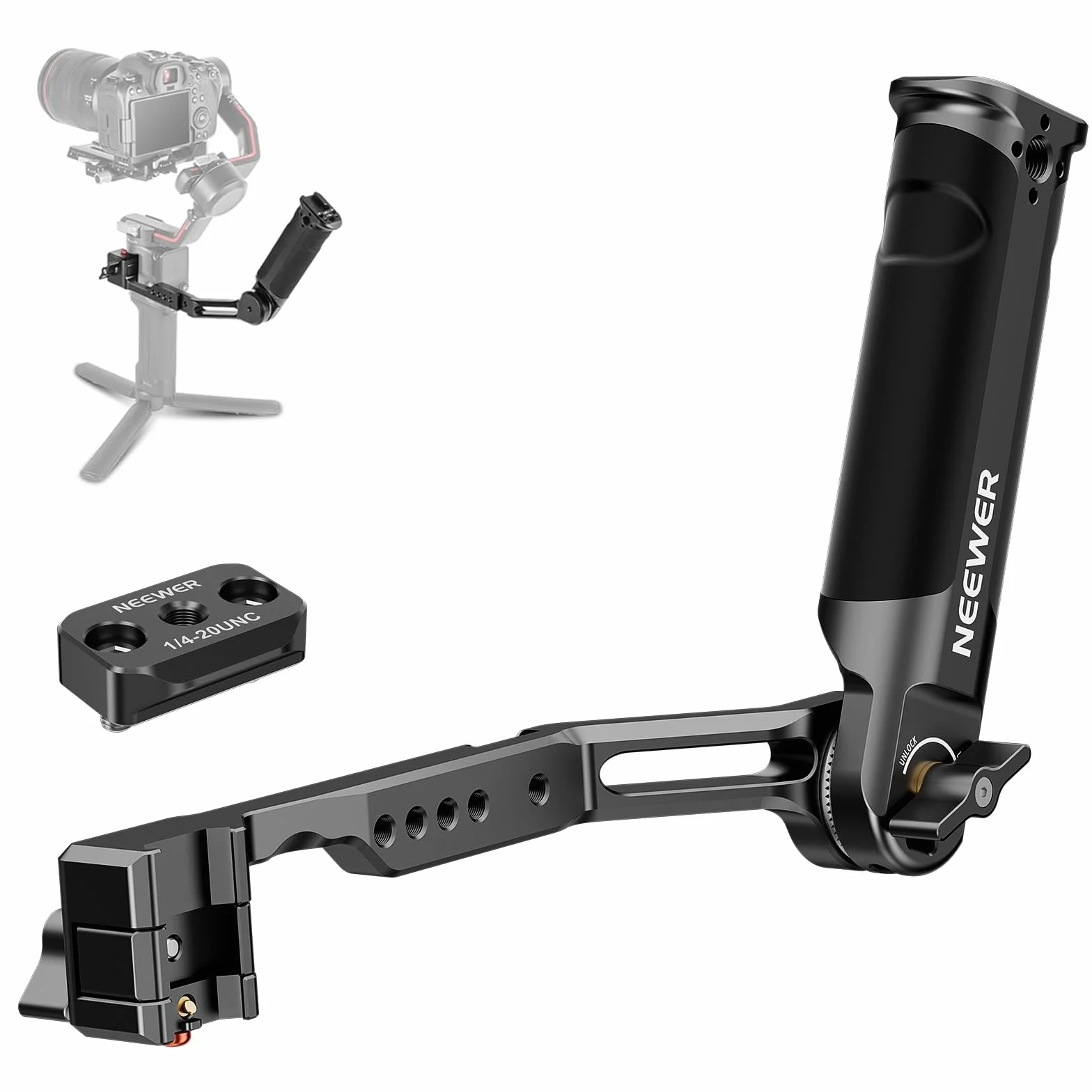 NEEWER RS4 RS3 regulowany uchwyt do zawieszenia gimbala z szyną NATO, kompatybilny z DJI RS4 RS4 Pro RS3 RS3 Pro RS3 Mini RS2 RSC2 Ronin-S Ronin-SC dla niskiego kąta strzału, maksymalne obciążenie 6