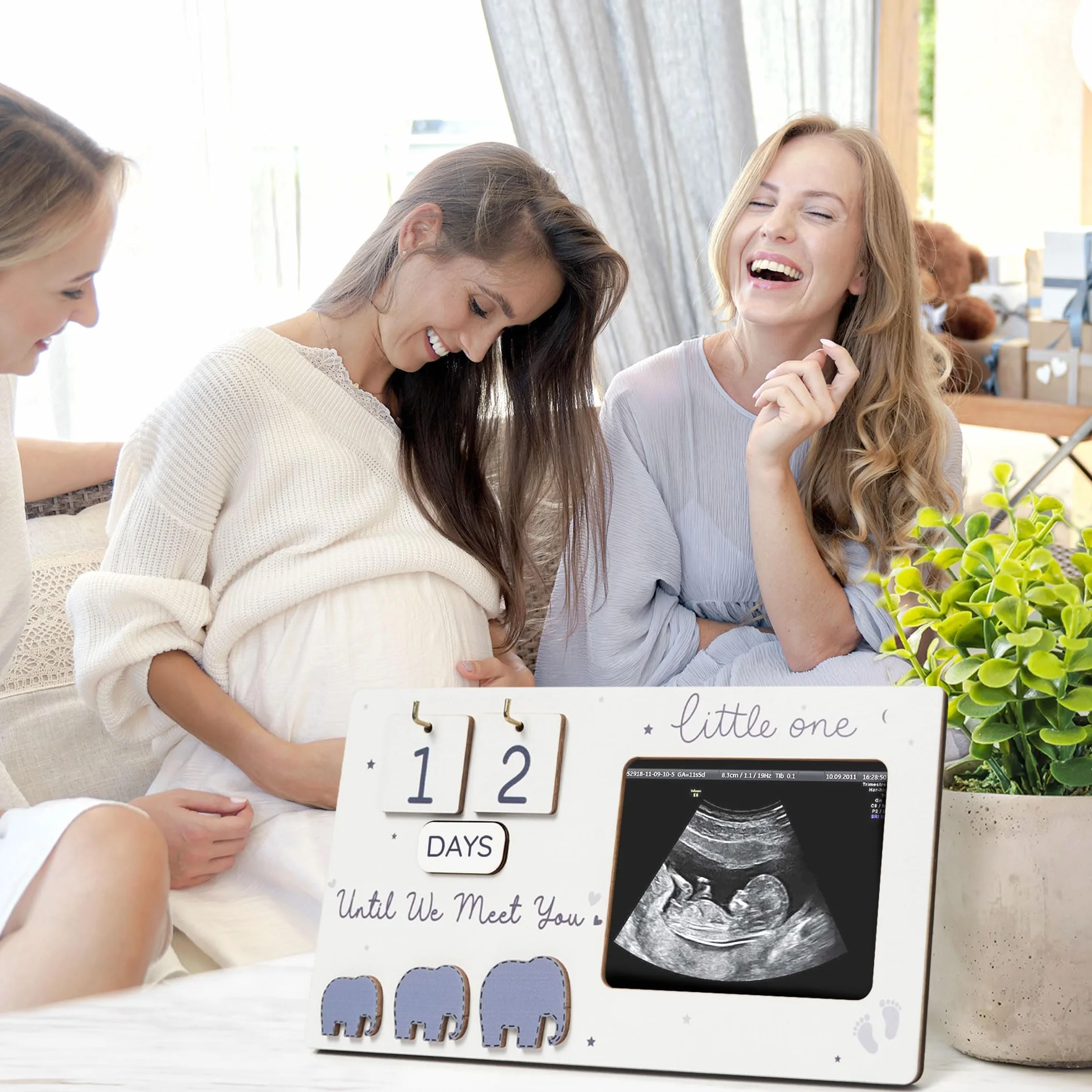 Ramka na zdjęcia z sonogramem, ramka na zdjęcia ultradźwiękowe z tygodniami odliczania dziecka, oczekujący, że rodzice będą w ciąży, prezent gratulacje, ciąża, musi mieć dziadek, ogłoszenie, że mama