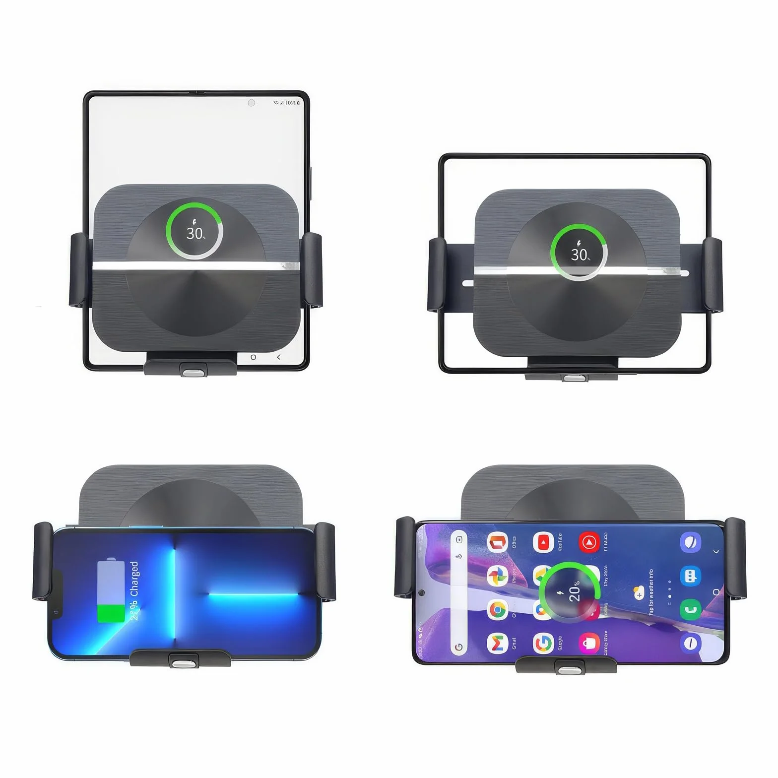 Bezprzewodowa ładowarka samochodowa, uchwyt na telefon do Galaxy Z Fold 5/4/3/2/S22 Ultra, podwójna cewka, 10 W, szybkie ładowanie, automatyczne zaciskanie, uchwyt na telefon do Galaxy Z