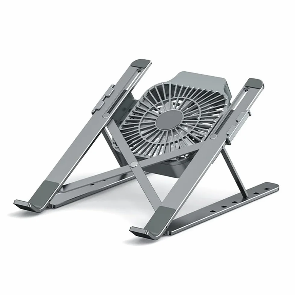 Podstawka pod laptopa, Foldable Laptop Stand for Desk, Aluminum Alloy Laptop Holder Bracket with Cooling Fan(Gray)