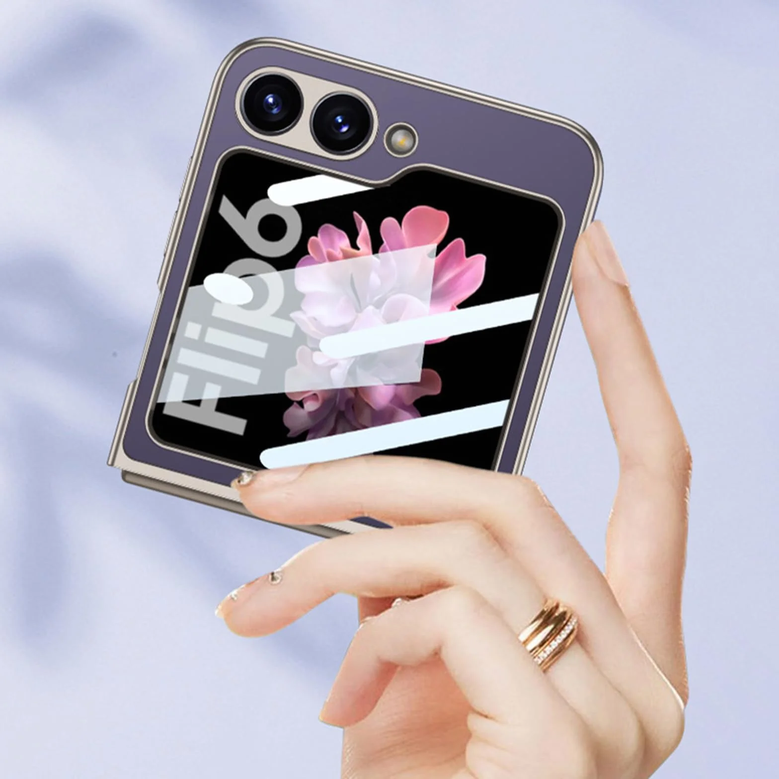 Smukłe etui do Samsung Galaxy Z Flip 6, lekkie, luksusowe, matowe etui na telefon z osłoną ekranu ze szkła hartowanego, złote