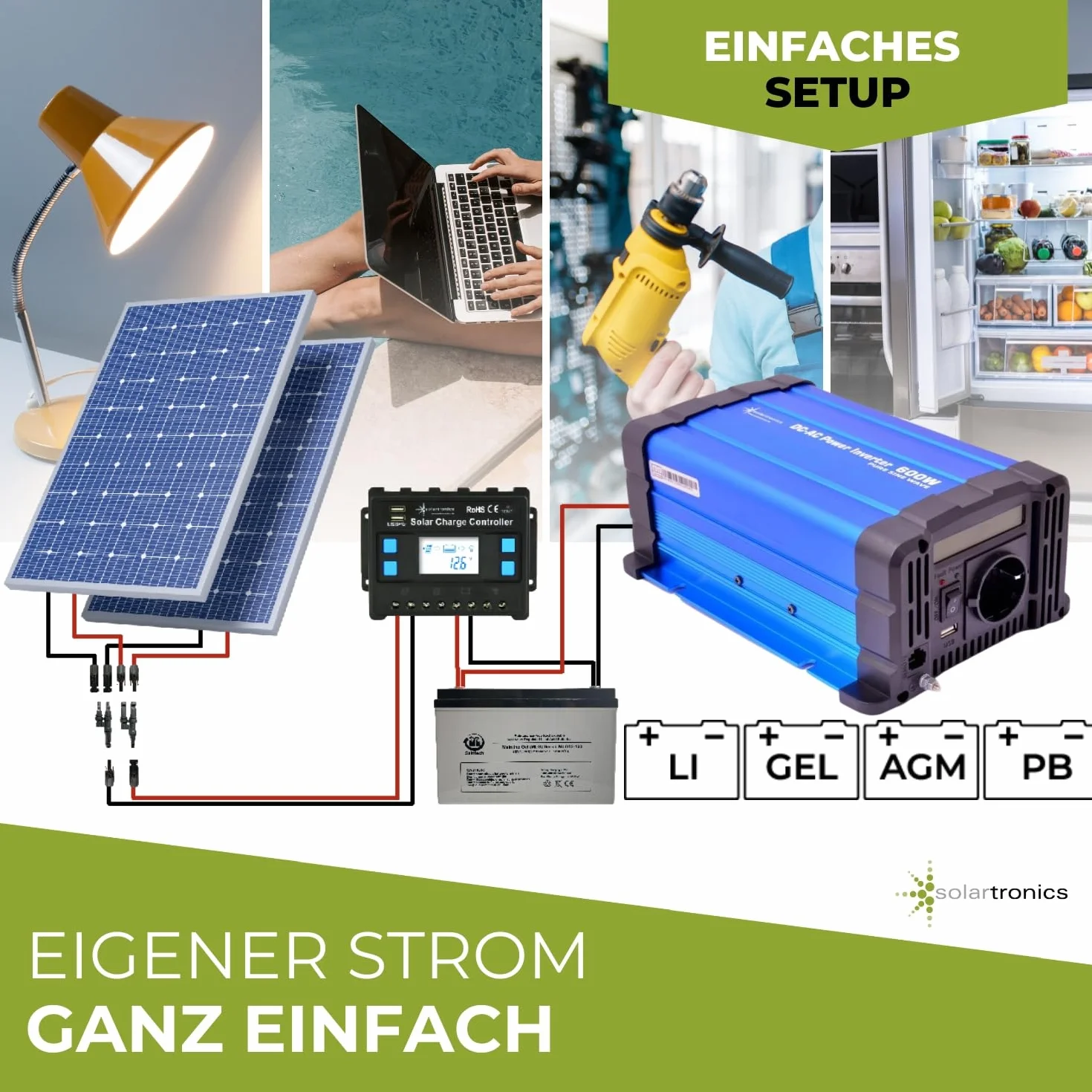 solartronics Przetwornica napięcia FS600D 12 V 600 W Czysty sinus niebieski m. Display Inverter falownik