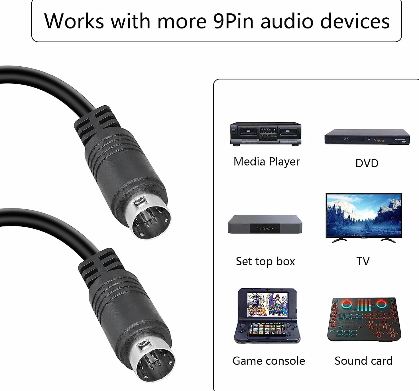 1 m S-Video 9-pinowy męski na męski kabel audio do telewizora, projektora, konsoli do gier, monitora