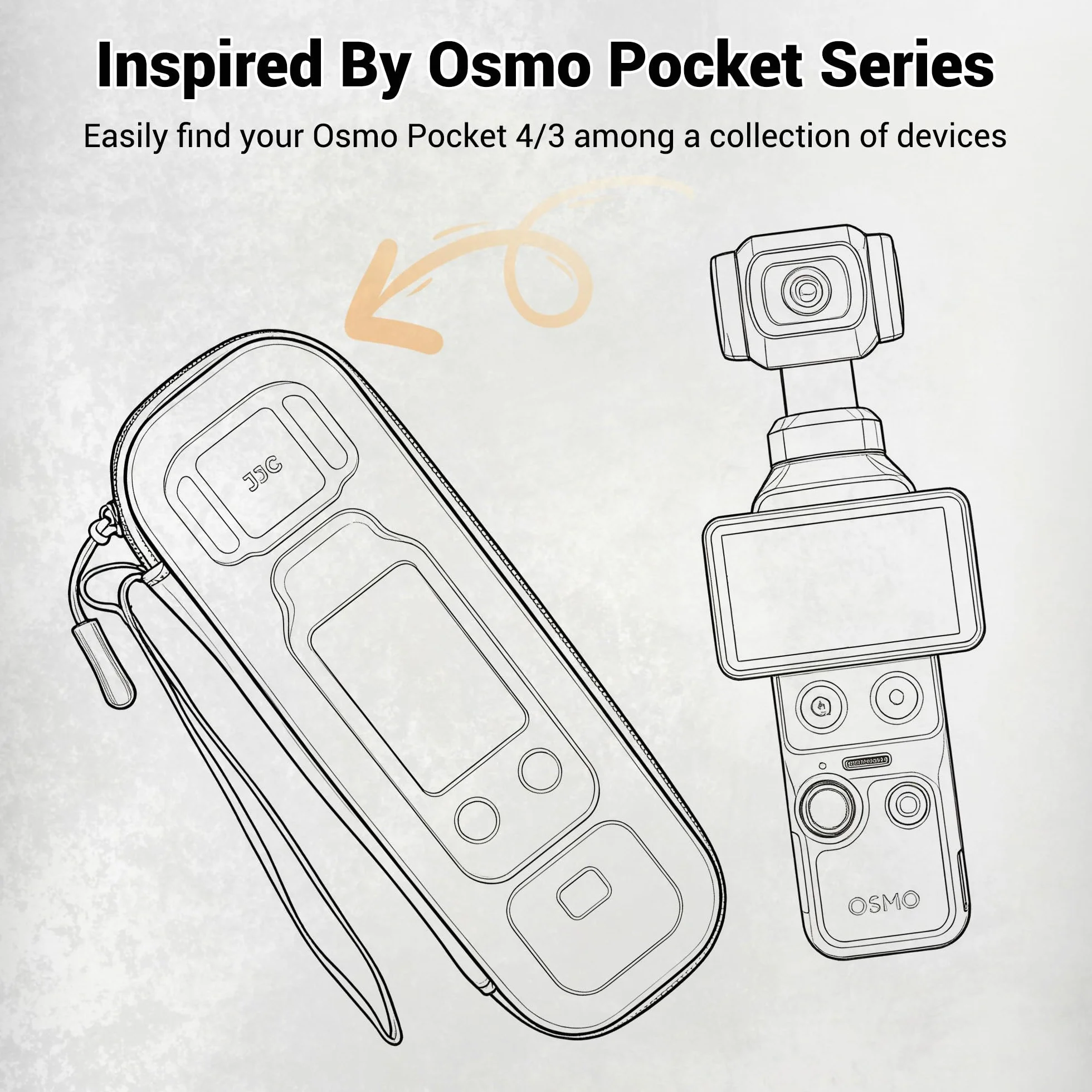 JJC Osmo Pocket 4 3 torba do przenoszenia, mini futerał ochronny do DJI Osmo Pocket 4 3 (czarny), Czarny, Full