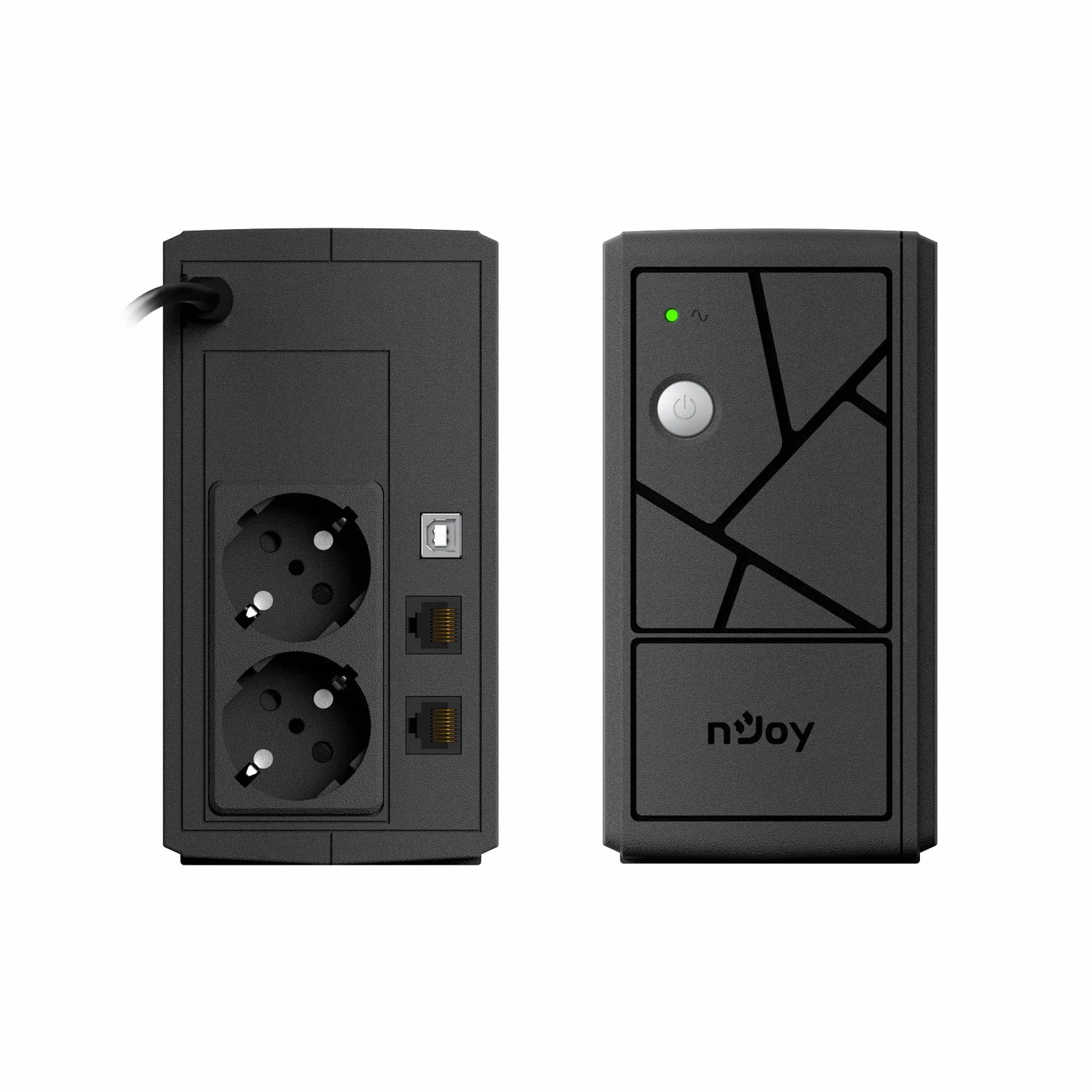 nJoy Keen 600VA Grupa ciągłości 360 W, technologia linii interaktywnej, symulowana fala sinusoidalna, AVR, USB, 2 wyjścia Shuko, Rj11 RJ45 In/Out, oprogramowanie do zarządzania UPS, 1 bateria