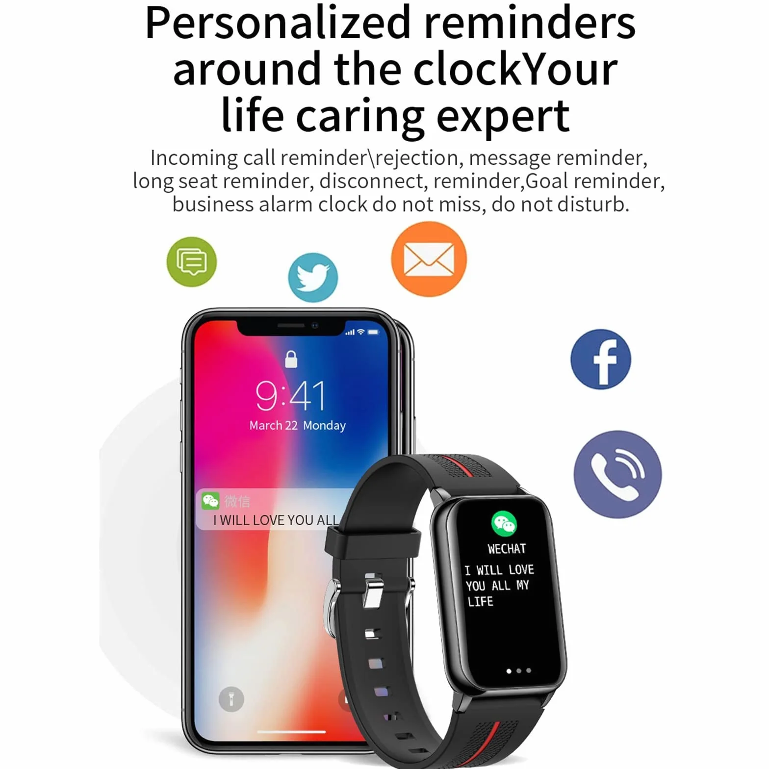 Inteligentny zegarek Mężczyźni Kobiety Inteligentny zegarek na Androida i iOS Kompatybilny Połączenie przychodzące 1,57 cala Wodoodporny monitor aktywności Sportowy monitor fitness z alarmem bezruchu