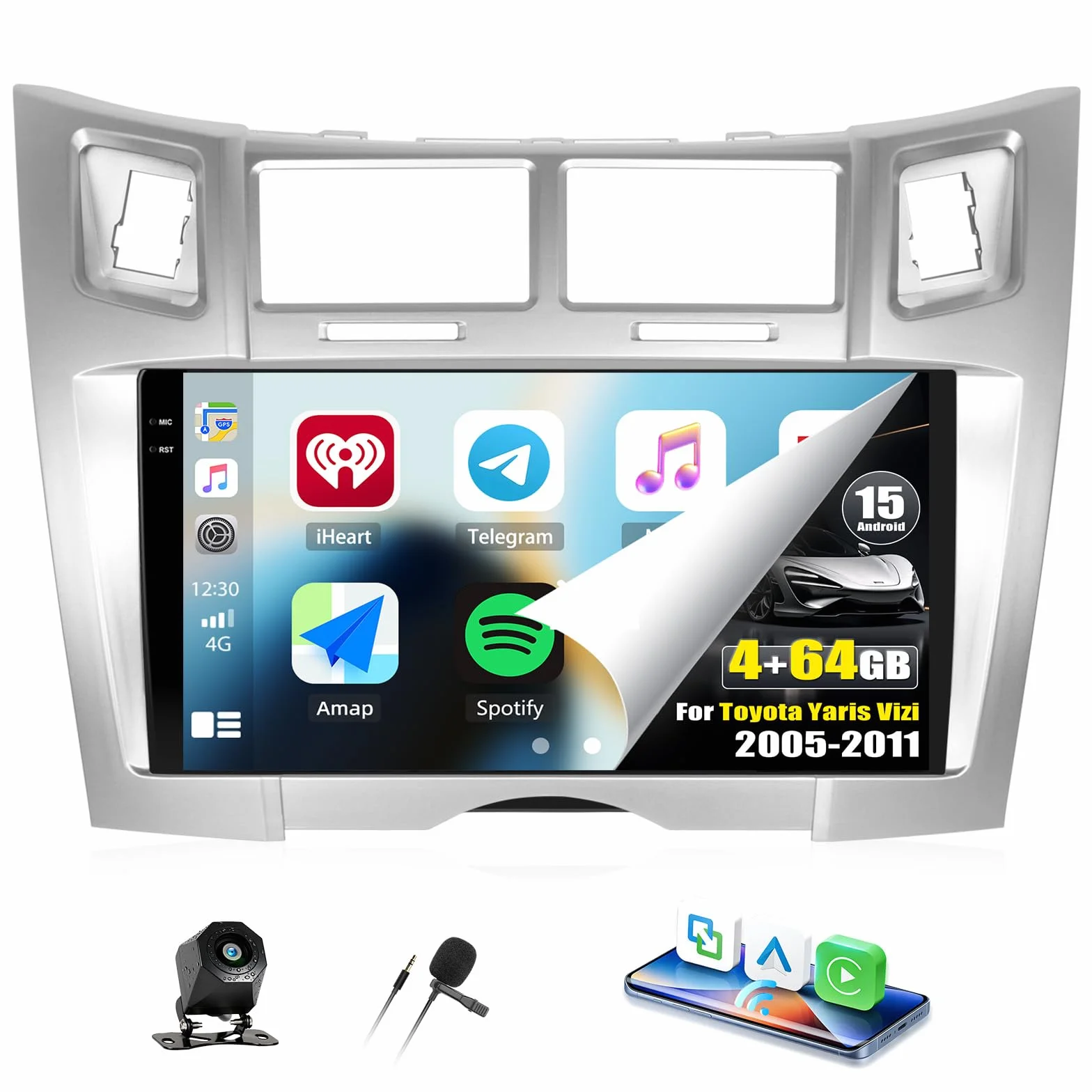 CAMECHO 4+64G Android 15 radio samochodowe do Toyota
