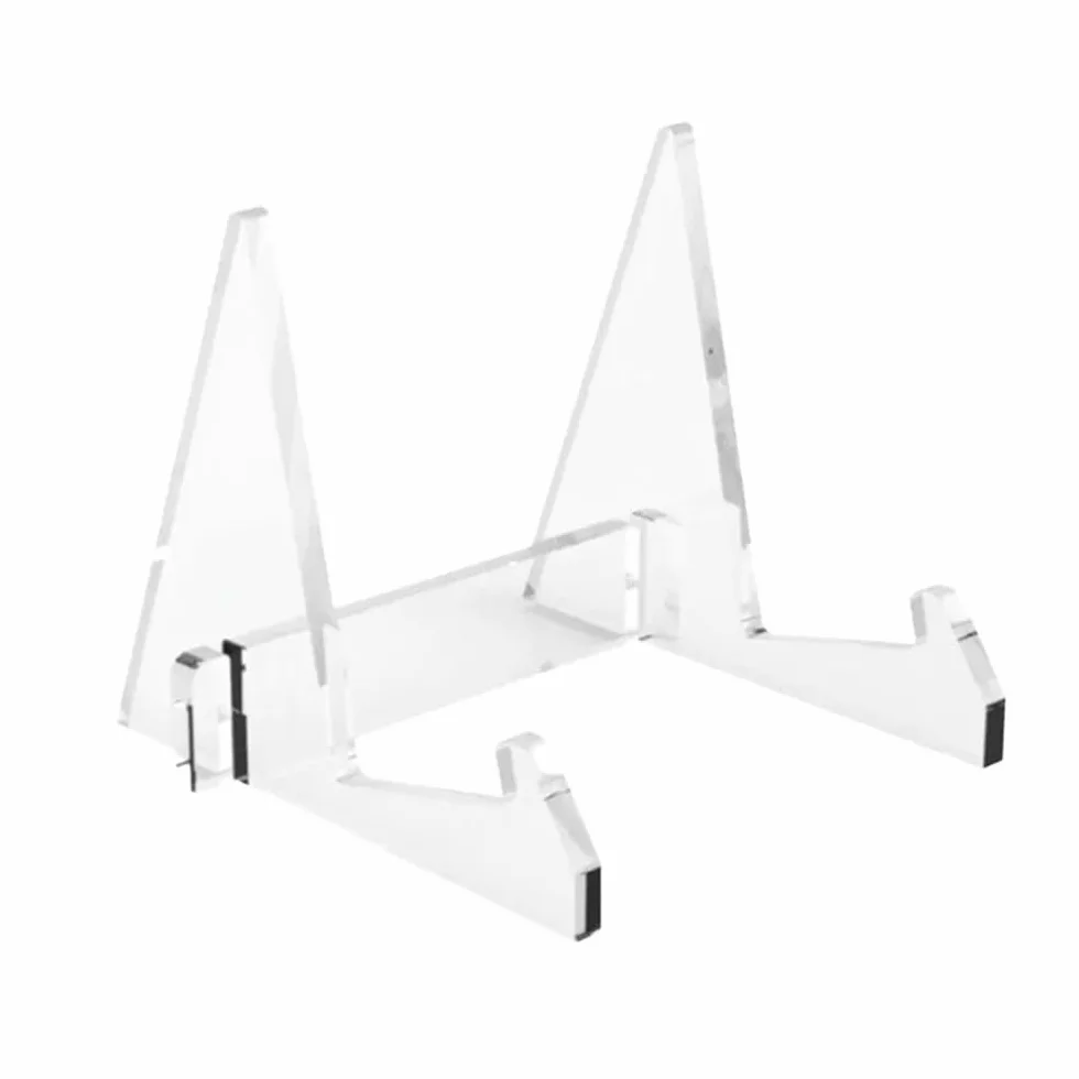 Stojak do przechowywania płyt CD Stojak na płyty CD Akrylowy uchwyt na tablet Książka z przepisami Półka na czasopisma Trójkątna zdejmowana ramka na zdjęcia(White)