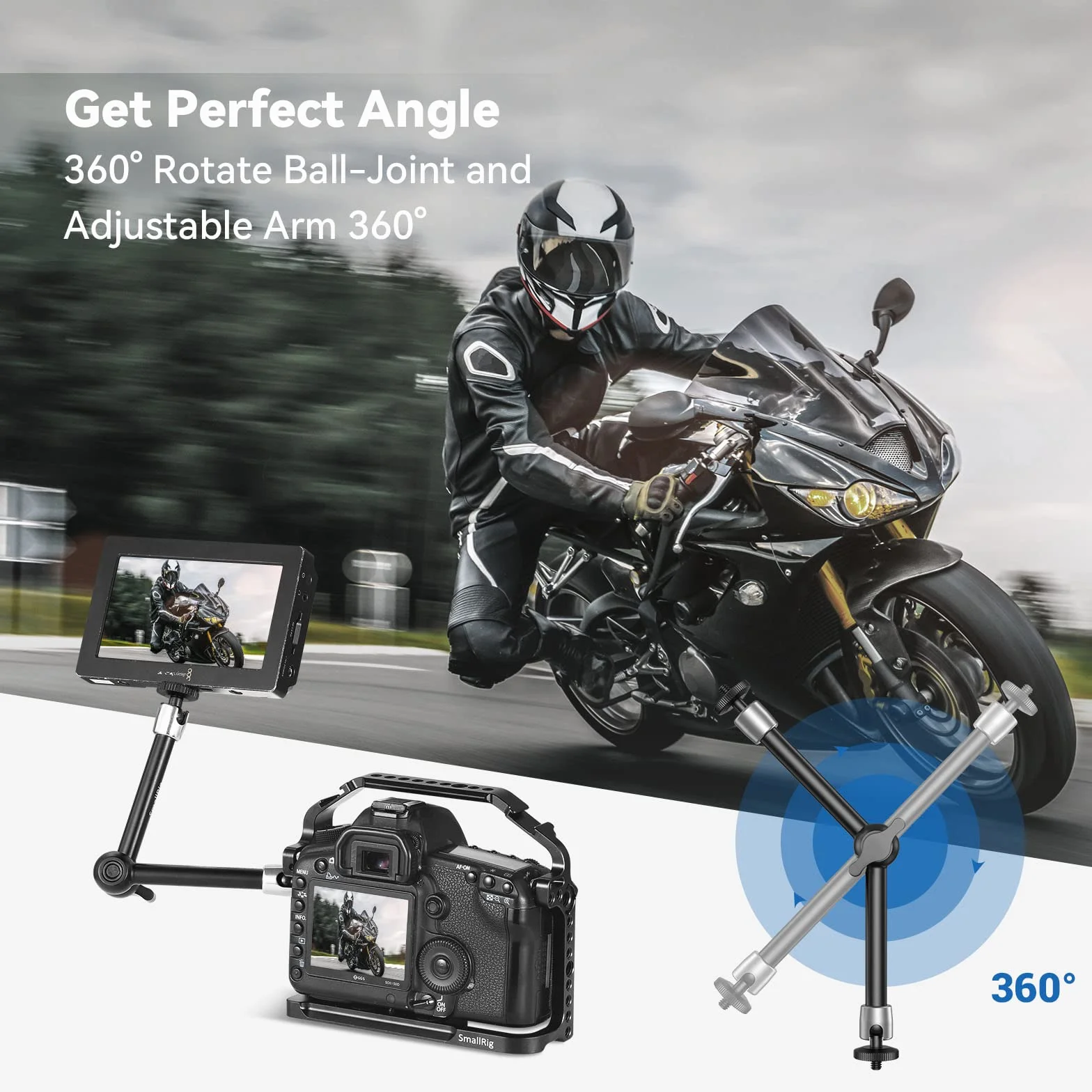 SMALLRIG Adjustable Articulating Magic Arm 11 cali Regulowane Magiczne Ramię Cierne z Gwintem 1/4 do Monitor LCD DSLR Camera Rig - 2066B