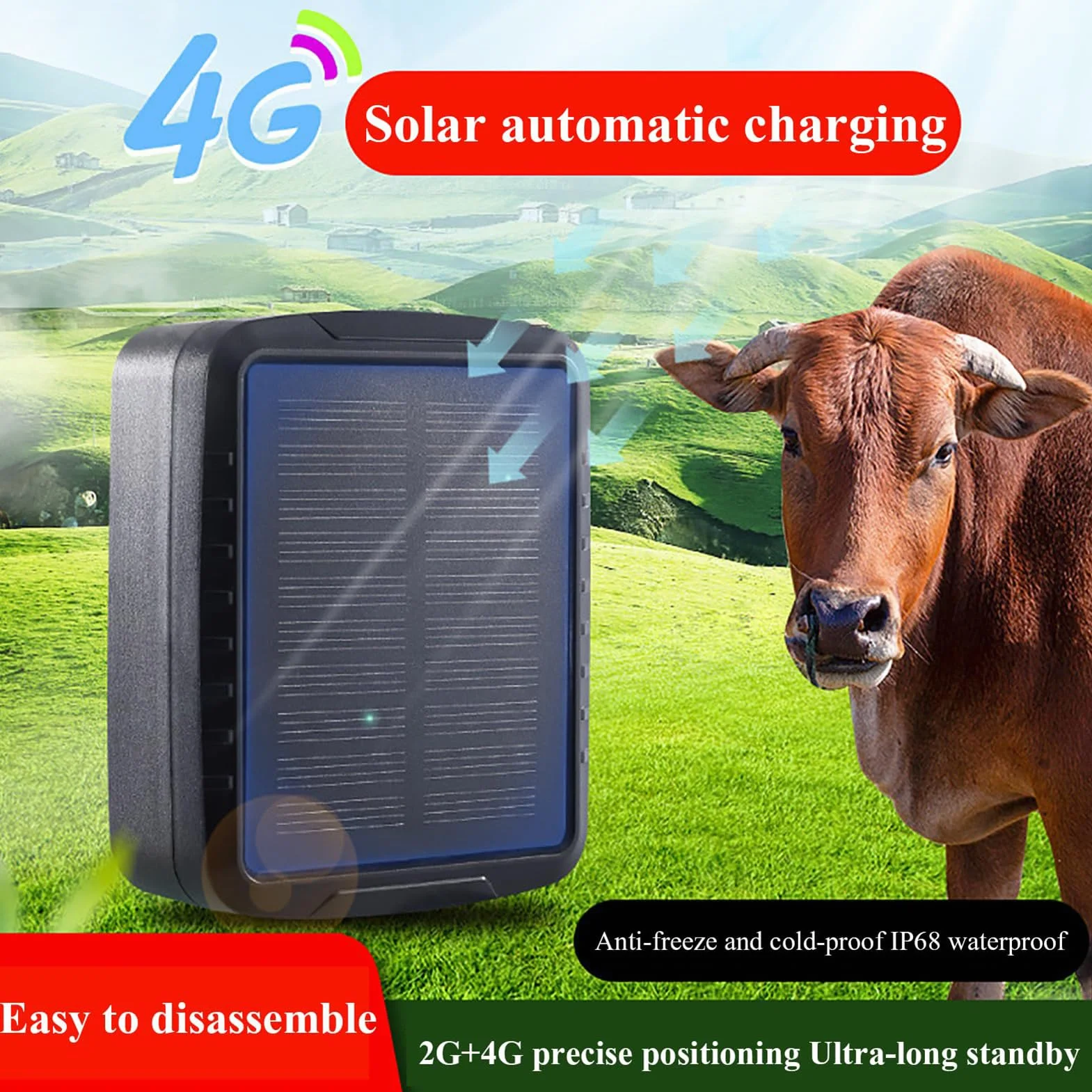 GPS Tracker, solarny lokalizator zwierząt, urządzenie zapobiegające zgubieniu 20000 mAh z wieloma funkcjami alarmowymi, historyczne odtwarzanie ścieżek, konstrukcja antykradzieżowa i wielokrotne