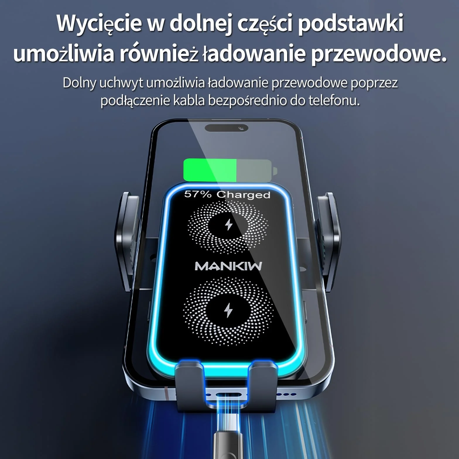 MANKIW Samochodowy Uchwyt na Telefon, Bezprzewodowa Ładowarka, Automatyczne Zaciskanie,Indukcja Elektromagnetyczna, Akcesoria, Uchwyt na Odpowietrznik do iPhone'a 17/16/15/14/13/12/11 i Samsung