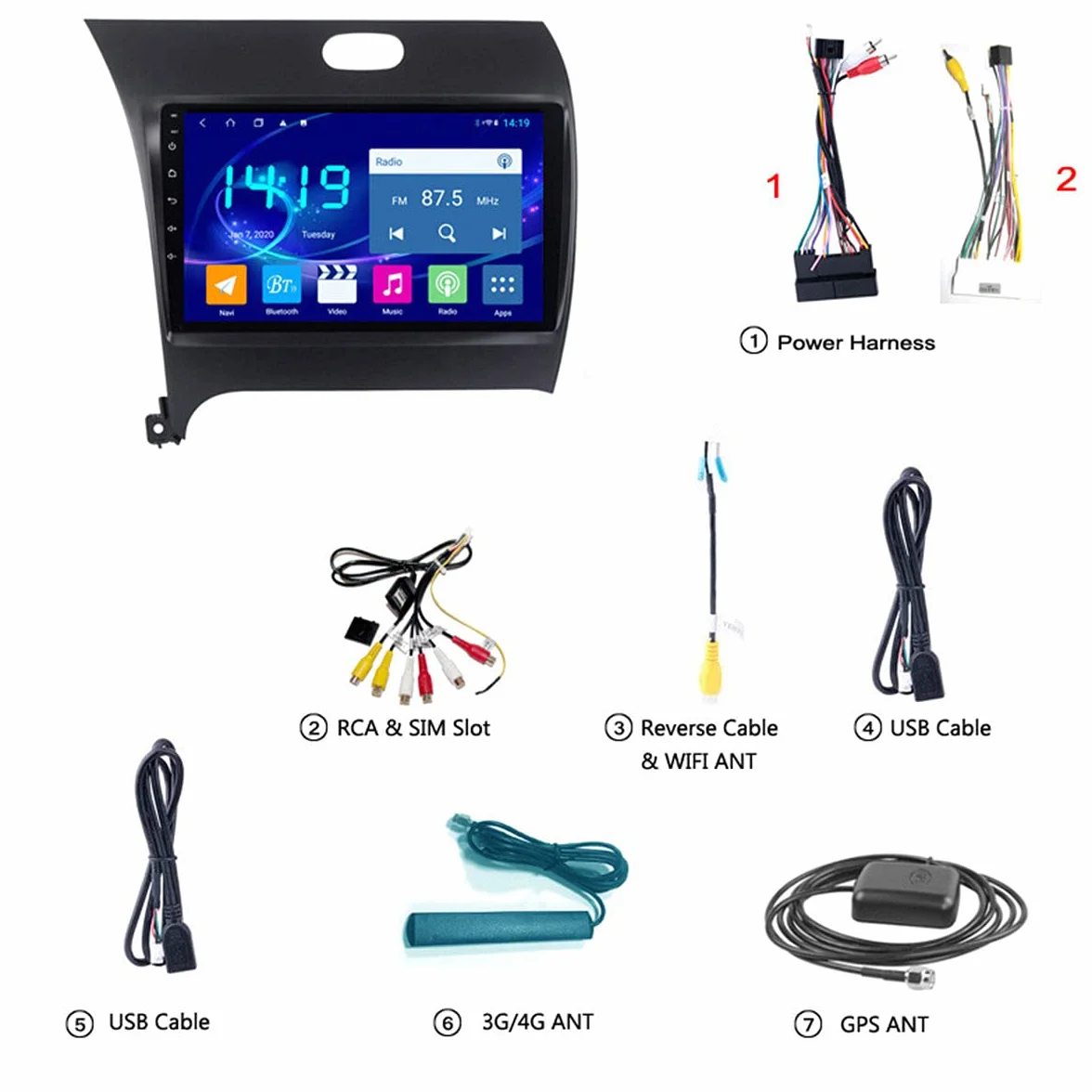 4g Pełna nawigacja Netcom GPS dla samochodu Android 9 Samochód Stereo Player 1080p HD Ekran dotykowy GPS System nawigacji GPS, dla KIA K3 2013-2015, Darmowe aktualizacja map