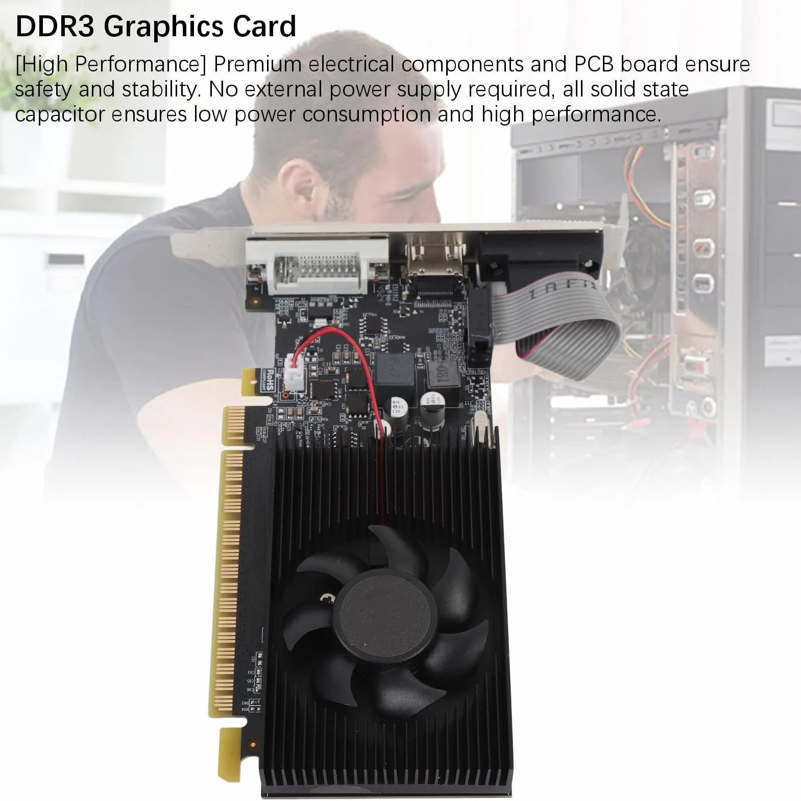 GT740 Graphics Card, 4 GB 128 -Bit DDR3 Memory, DVI VGA HD Multimedia Interface, PCI E 3.0 X16 Karta Wideo Komputerowa z Wentylatorem