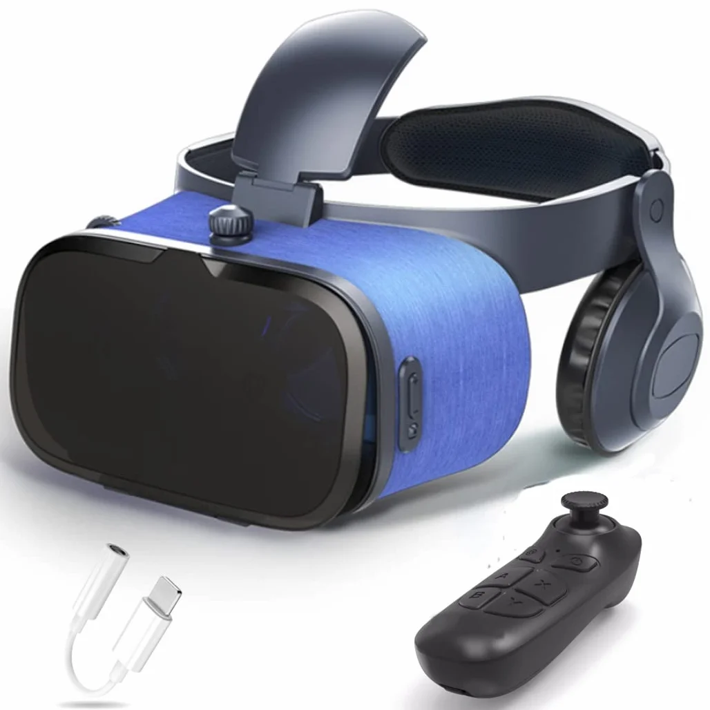 Okulary VR, zestaw słuchawkowy z rzeczywistością wirtualną, zestawy słuchawkowe VR obsługują Android i IOS, połączenie Bluetooth dla iPhone 13 Pro Max/13 Pro/12/11, do Samsung Galaxy S21, Huawei, Xiaomi (Kolor: F, rozmiar: Ios )