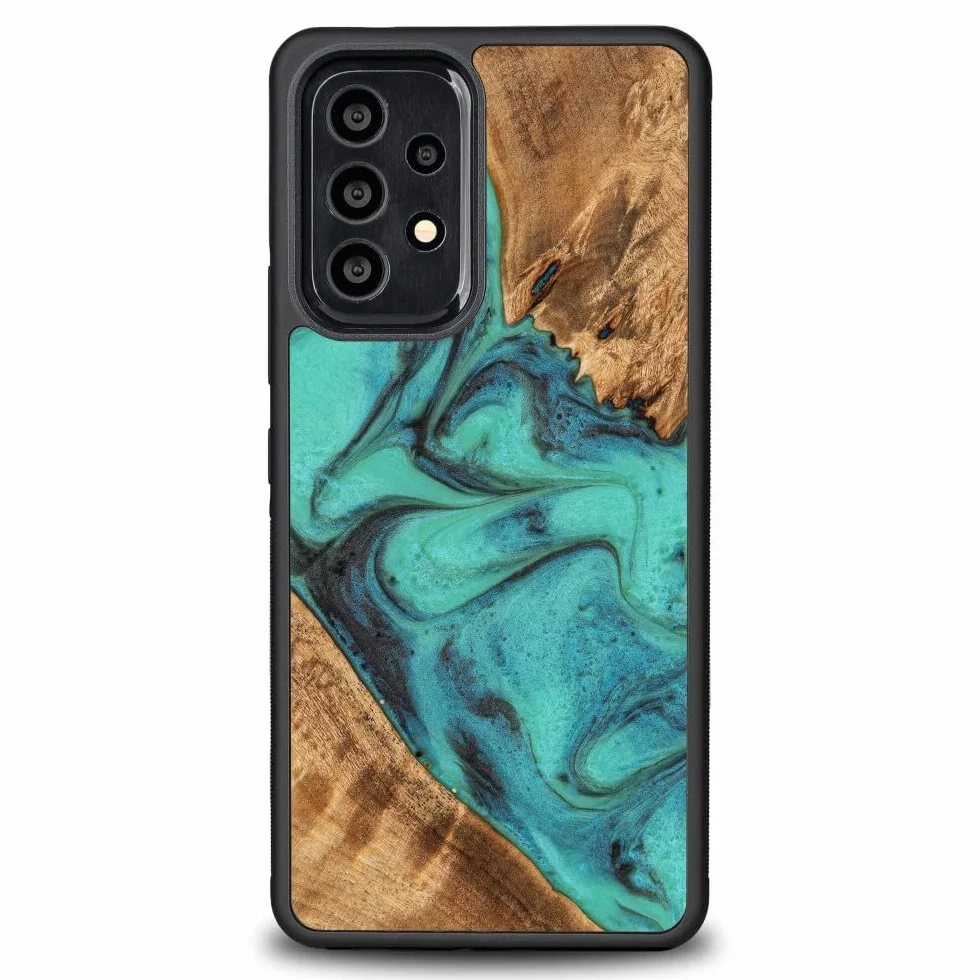 Unikalne etui ochronne z prawdziwego drewna, kompatybilne z Samsung Galaxy A53 5G, motyw planety Ziemi, naturalne drewno, ręcznie wykonane, odporne na uderzenia, matowe polerowanie