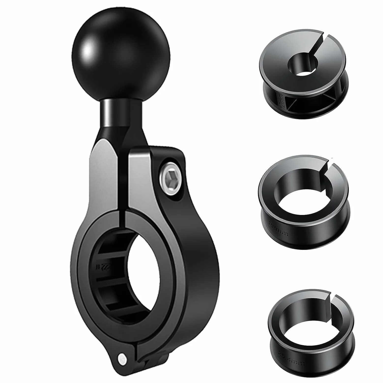 iMESTOU Aluminiowy adapter do montażu kulowego 2,5 cm, pasuje do kierownicy o średnicy 2,2 cm - 3,2 cm lub drążka lusterka wstecznego, kompatybilny z uchwytami do telefonu RAM z gniazdem kulowym 1