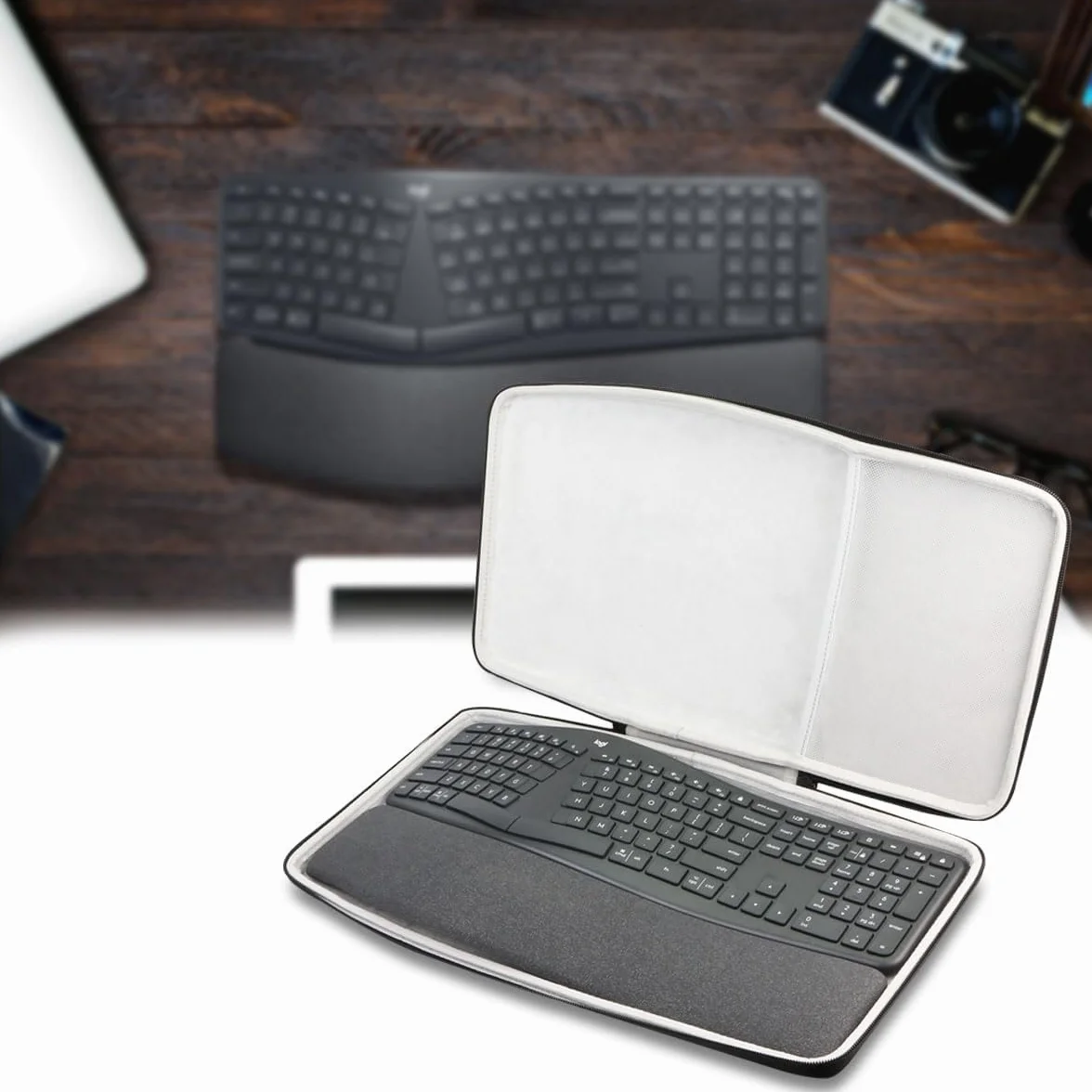 co2CREA Twardy futerał podróżny do klawiatury Logitech ERGO K860, (tylko etui, bez klawiatury)