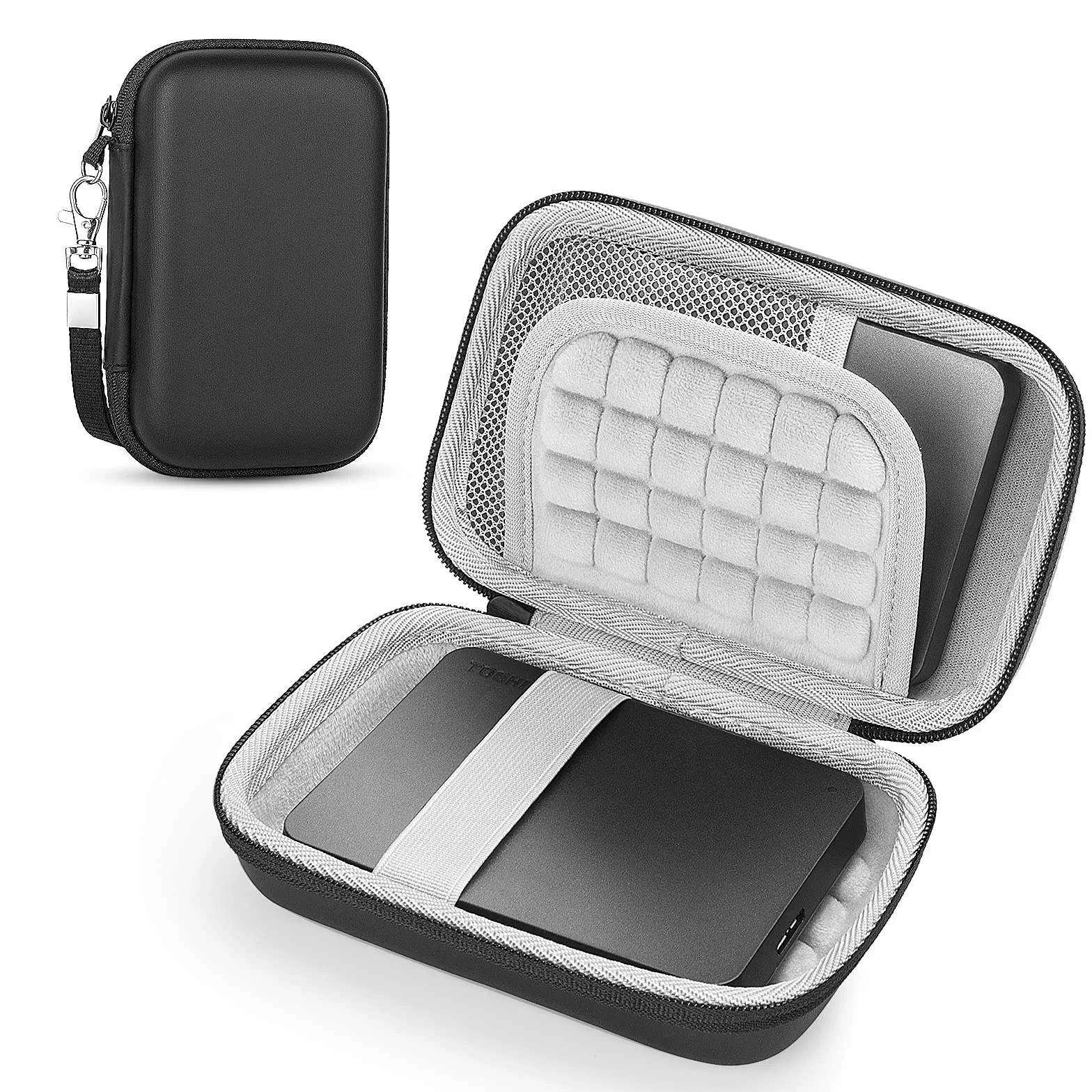 Obudowa dla zewnętrznego dysku twardego TOSHIBA Canvio podstawy / Western Digital WD Elements / Seagate HDD przypadku, ​Pamięć Zewnętrzna Przenośny dysk Ochronny Torba Odporna Na Wstrząsy Twardy Pokrywa Case (szary)