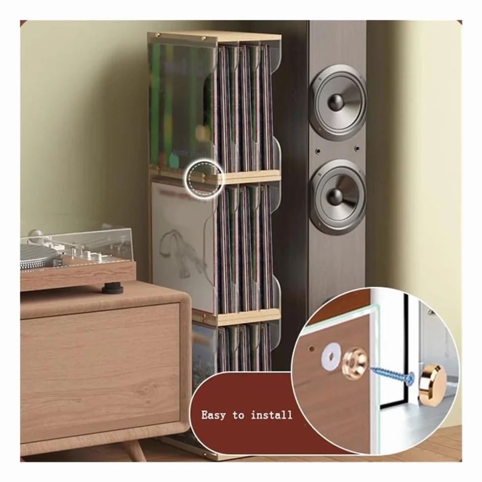 Stojak do przechowywania płyt CD Stojak na płyty winylowe z trzema przegródkami. Przezroczysty akrylowy uchwyt na albumy CD