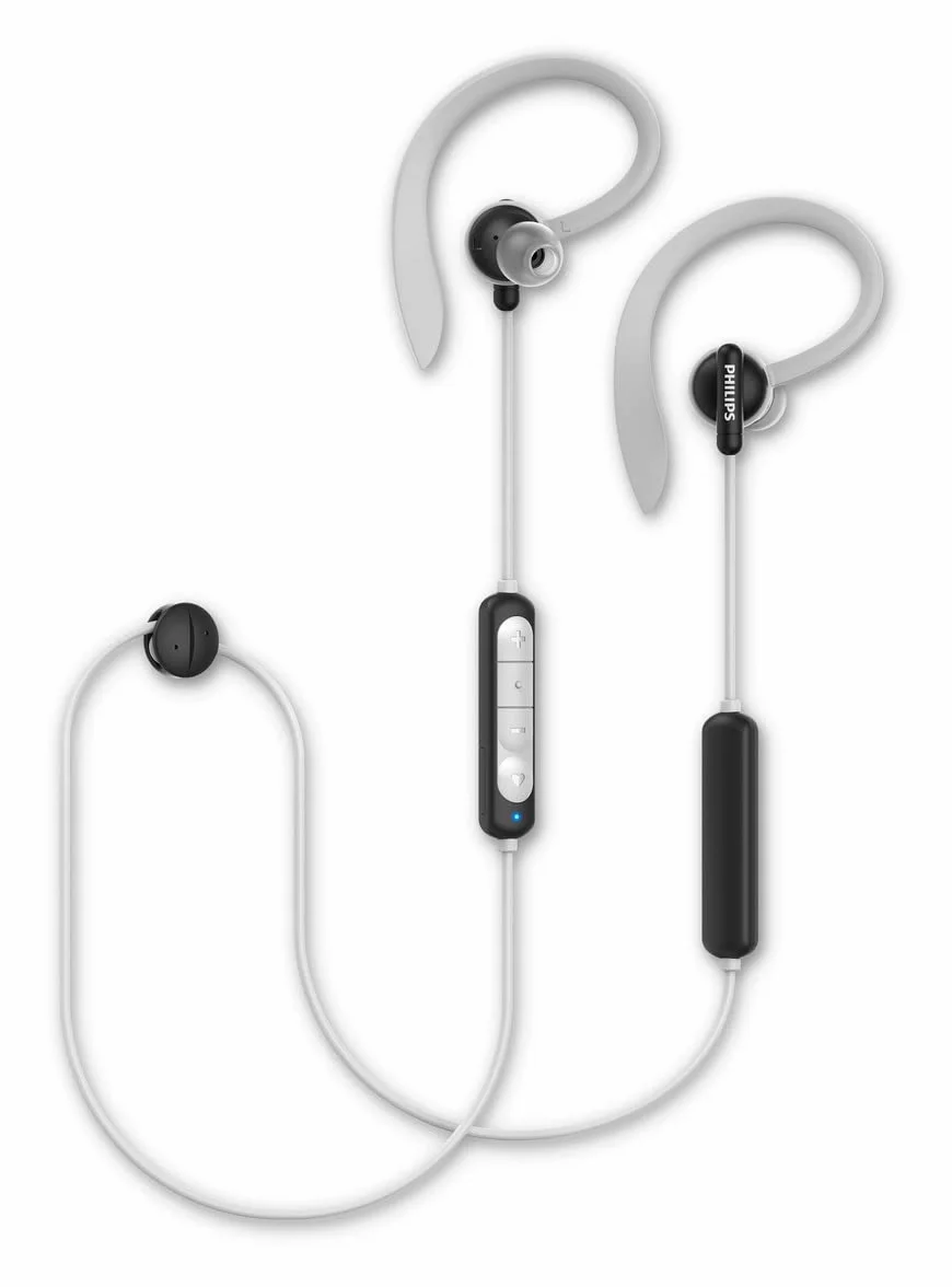 Philips A4205BK Bezprzewodowe sportowe słuchawki Bluetooth w uchu (Monitor tętna, Mikrofon, Sterownik Neodymowy 10 mm, Wodoodporny IPX5, Szybkie ładowanie)