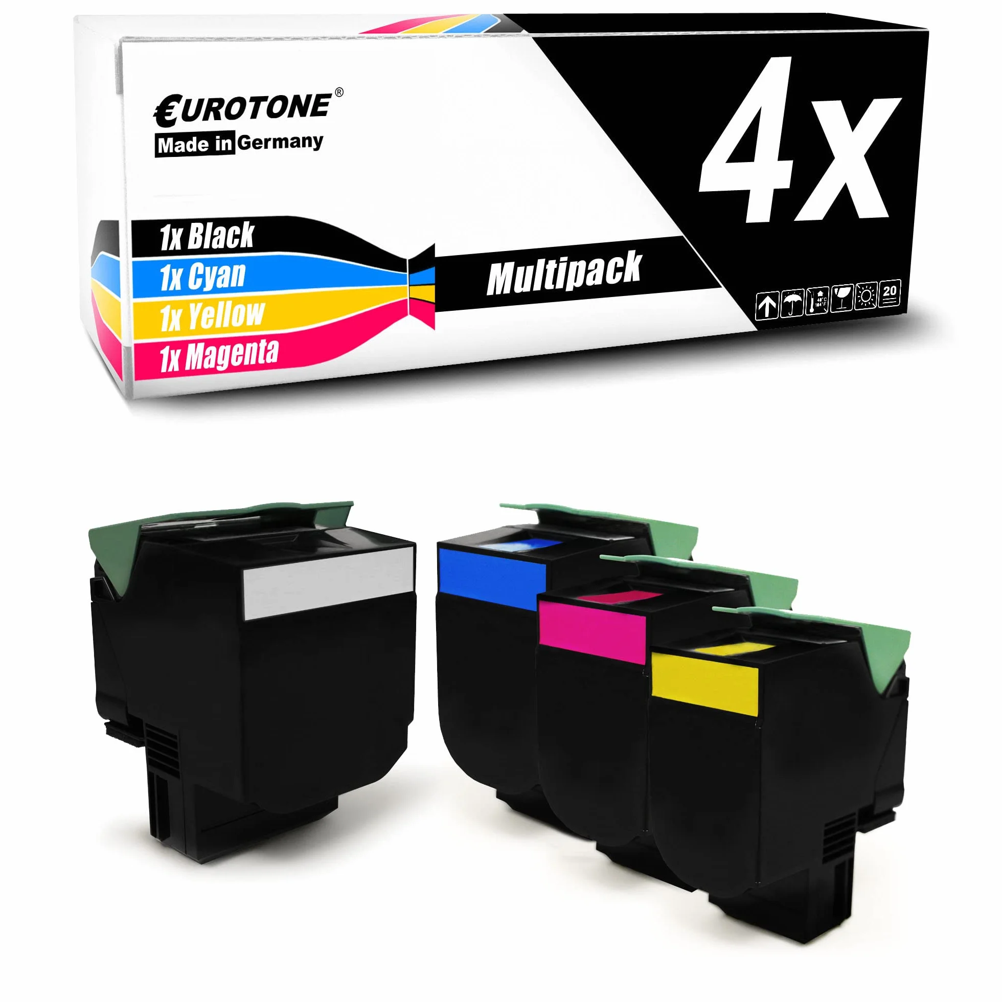 Eurotone Toner XXL w zestawie 4X toner kompatybilny jako zamiennik do Lexmark MC2325 MC2425 MC2535 MC2640 zastępuje C2320Y0 C2320M0 C2320M0 C2320C0 C2320K0 CMYK