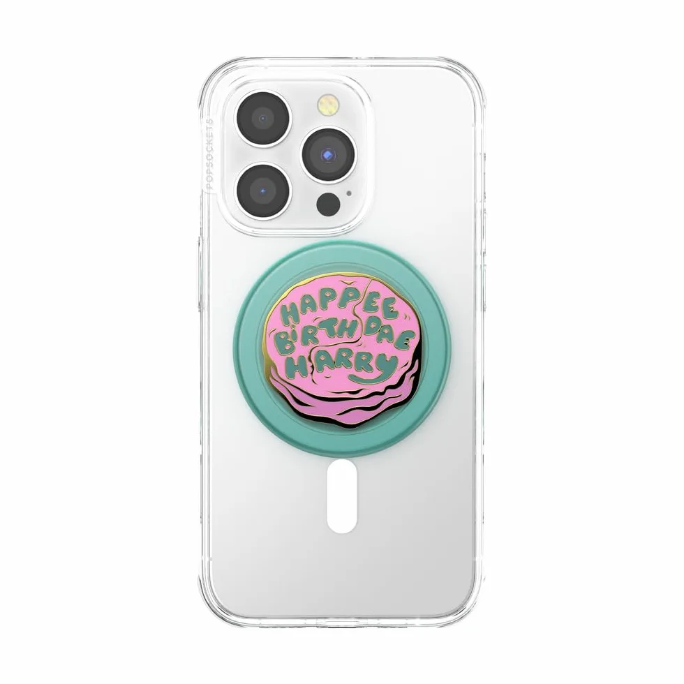 PopSockets Okrągły uchwyt do telefonu kompatybilny z MagSafe, pierścień adaptera w zestawie, uchwyt na telefon, kompatybilny z bezprzewodowym ładowaniem, Harry Potter - Happy Birthday Harry