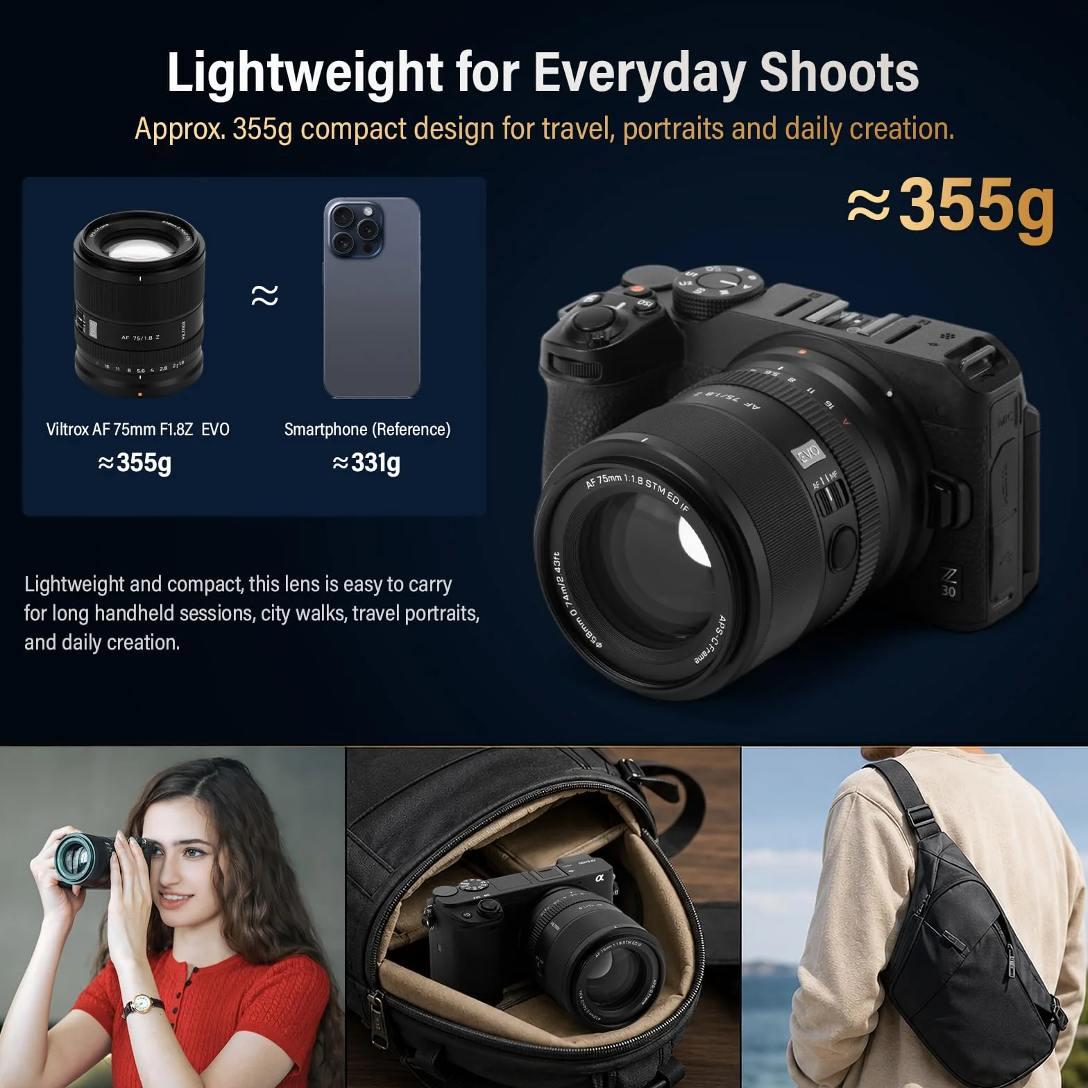 VILTROX 75mm F1.8 Evo Z Góra Obiektyw do aparatu Nikon Z-Mount Obiektyw APS-C z dużym otworem z autofokusem do modeli Nikon ZR ZF Z9 Z8 Z7II Z6III Z5II ZFC Z50II Z30