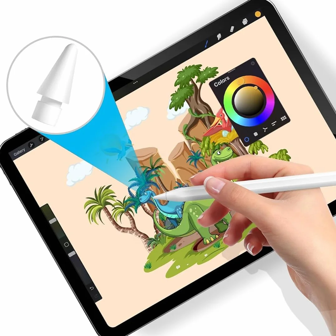 WeddHuis 4 szt. Końcówki do Apple Pencil, Magnetyczna osłona iPencil, adapter do ładowania, silikonowe etui ochronne, silikonowy uchwyt na długopis, nasadka na nadgarstek, (biały)