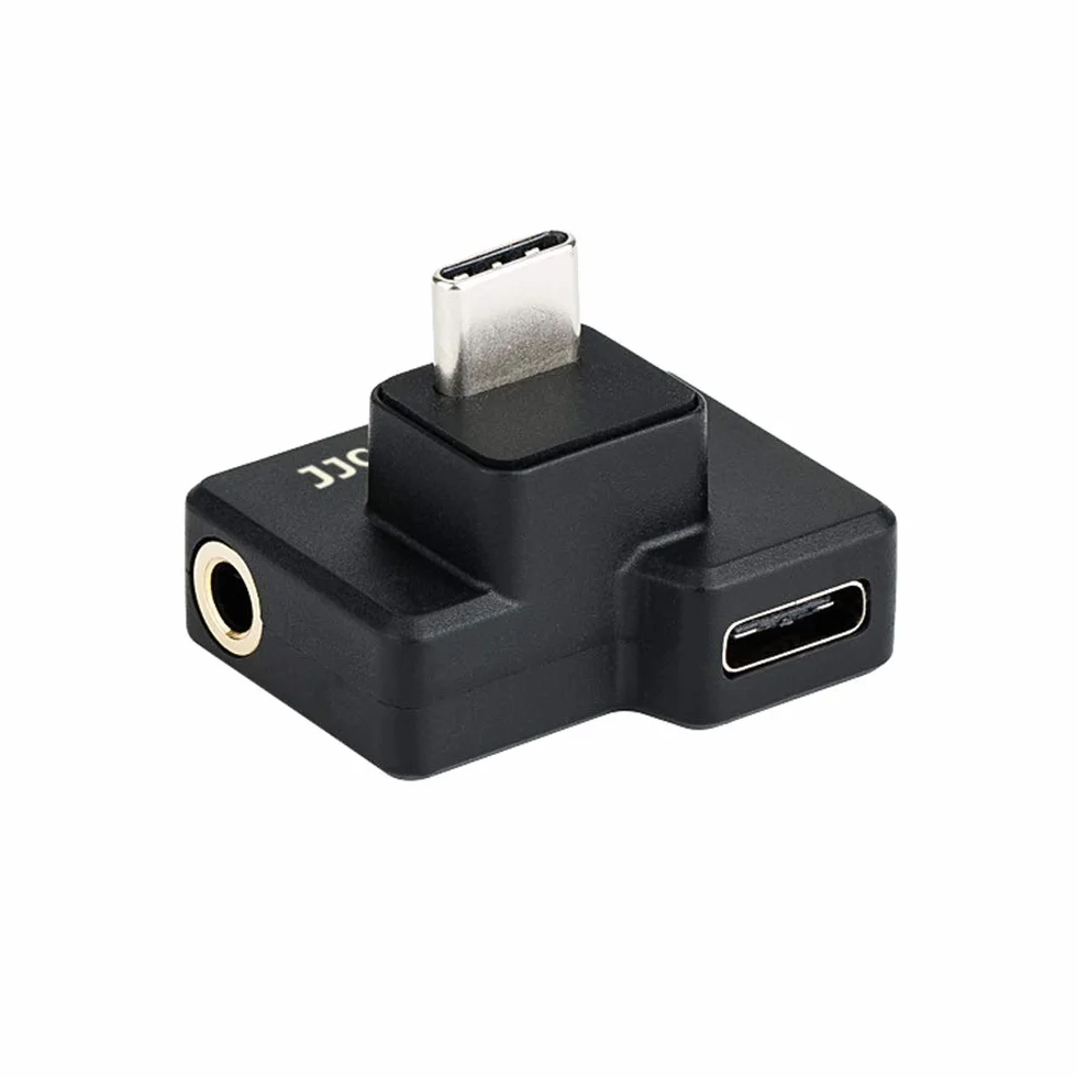 JJC Adapter mikrofonu USB-C 3,5 mm do kamery sportowej DJI Osmo Zewnętrzny adapter audio 3,5 mm do gniazda TRS, port typu C do ładowania i transmisji danych