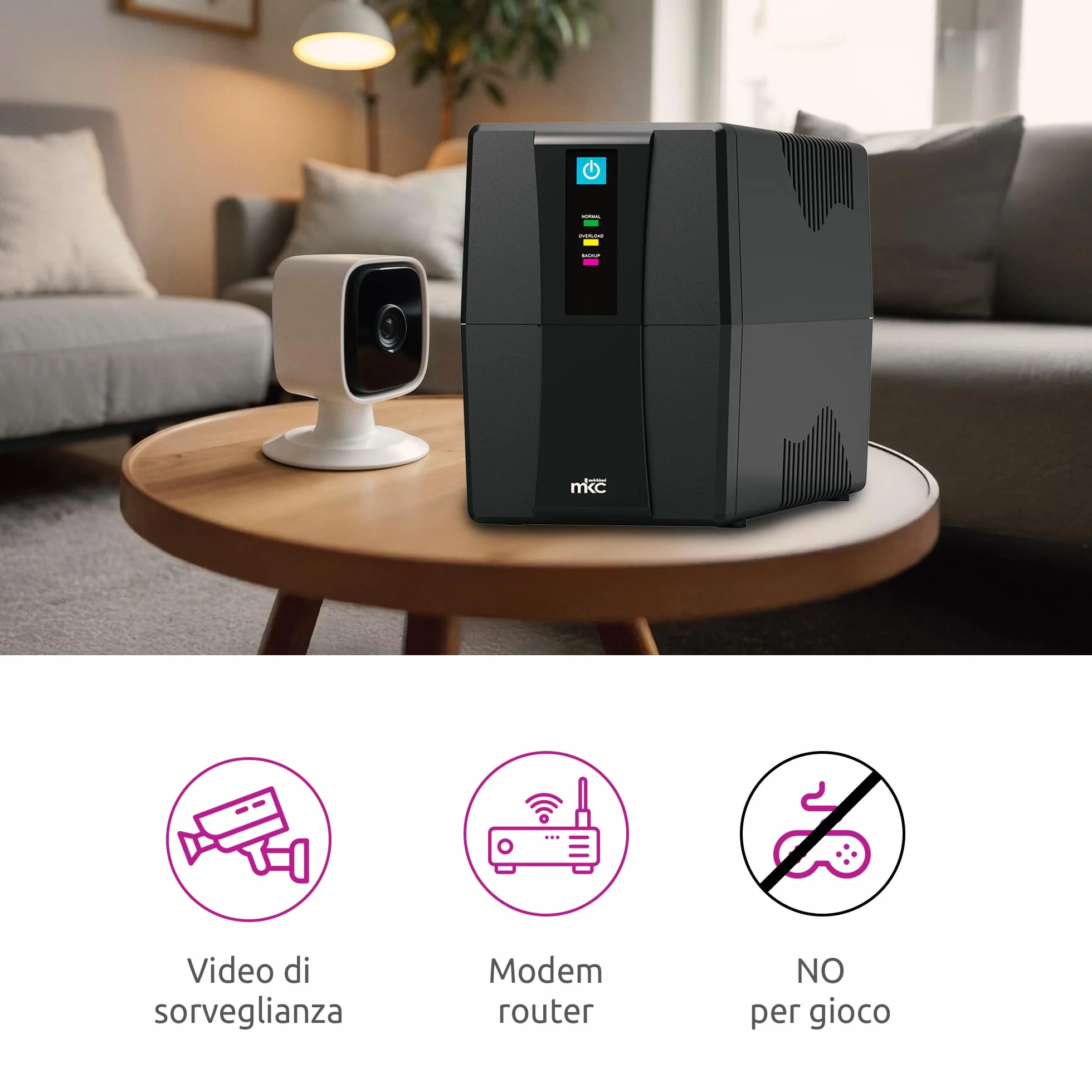 Zasilacz awaryjny UPS 800VA Line Interactive Melchioni MK | Ochrona przed awarią i skokami napięcia, gniazda Schuko, idealne do komputerów PC, routerów, rejestratorów, monitoringu wideo