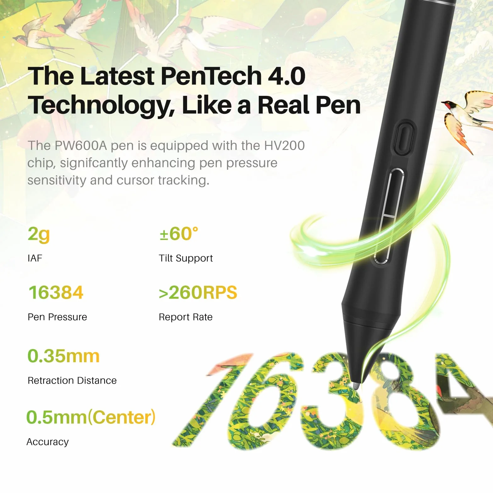 HUION Kamvas Pro 16 V2 tablet do rysowania z ekranem, 16K poziomów, PenTech 4.0, bez baterii, 15,6-calowy, w pełni laminowany, inteligentny pasek dotykowy i 6 klawiszy, artystyczny tablet