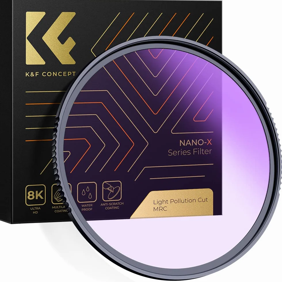 K&F CONCEPT 82 mm naturalny filtr nocny filtr światła filtr zanieczyszczenia | Wielowarstwowe szkło optyczne HD antyodblaskowe, do fotografii miejskiej nocnej Sky Star Astrophotography Nano-X Series FE707