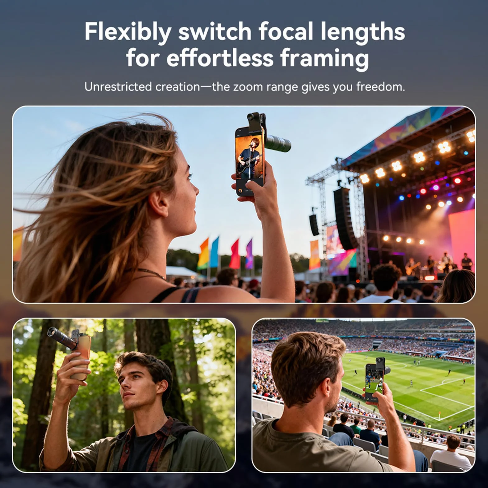 Cuifati Teleobiektyw Telefoniczny 5-10X, Uniwersalny, Przypinany Zoom Optyczny do Fotografowania Dalekiego Zasięgu, Podróże Sportowe