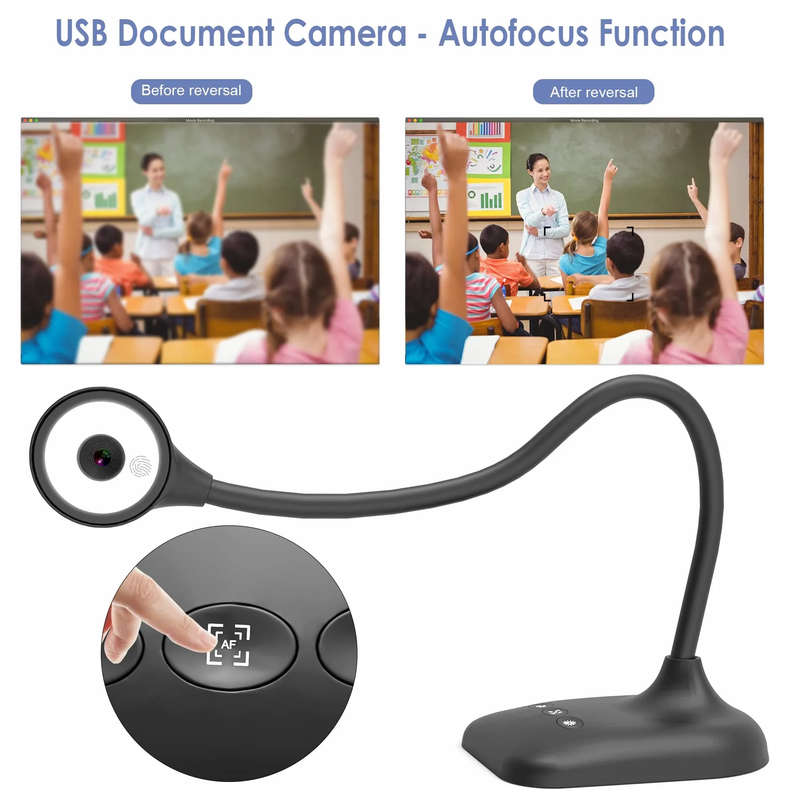 Aparat dokumentowy i wyświetlacz USB 5MP, do formatu A3, światła LED, iOS, Dual Microphone, odwrócenie obrazu, składanie z zoomem, Skype, Teams, OBS, dla Windows, MacOS, Linux, Chromebooków