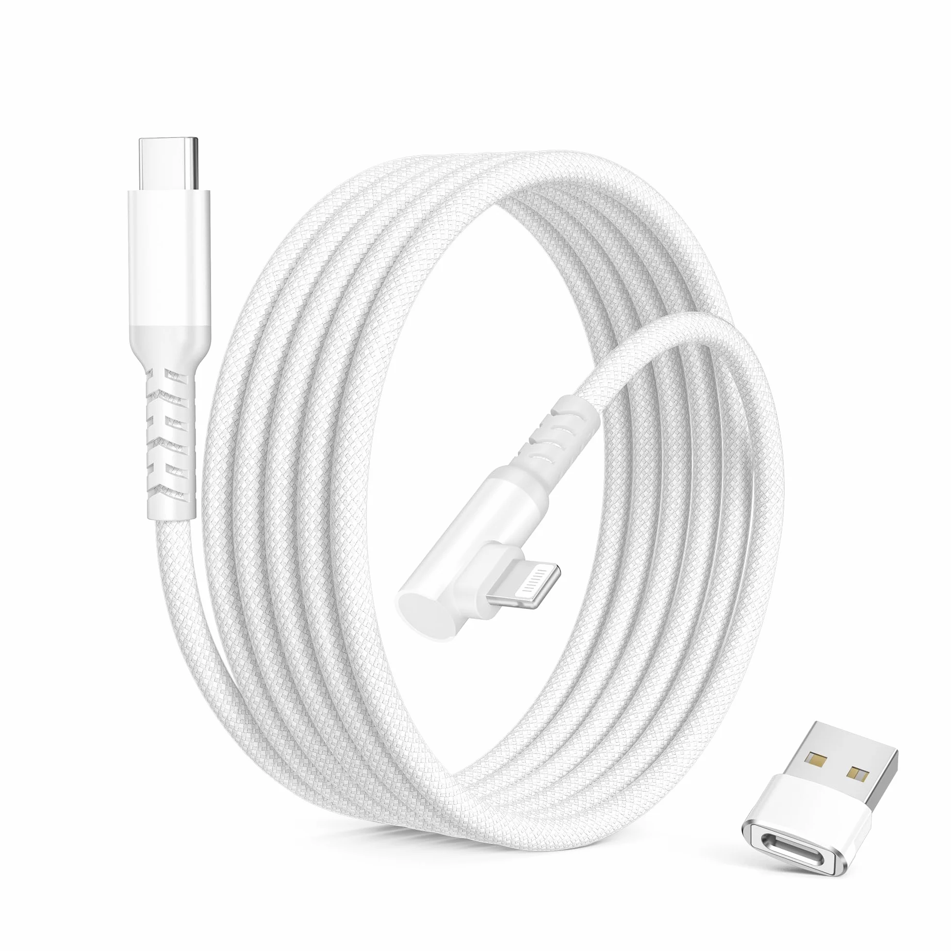 Kabel do ładowania samochodowego iPhone 14 USB-C Lightning 90° 2m szybkie ładowanie PD