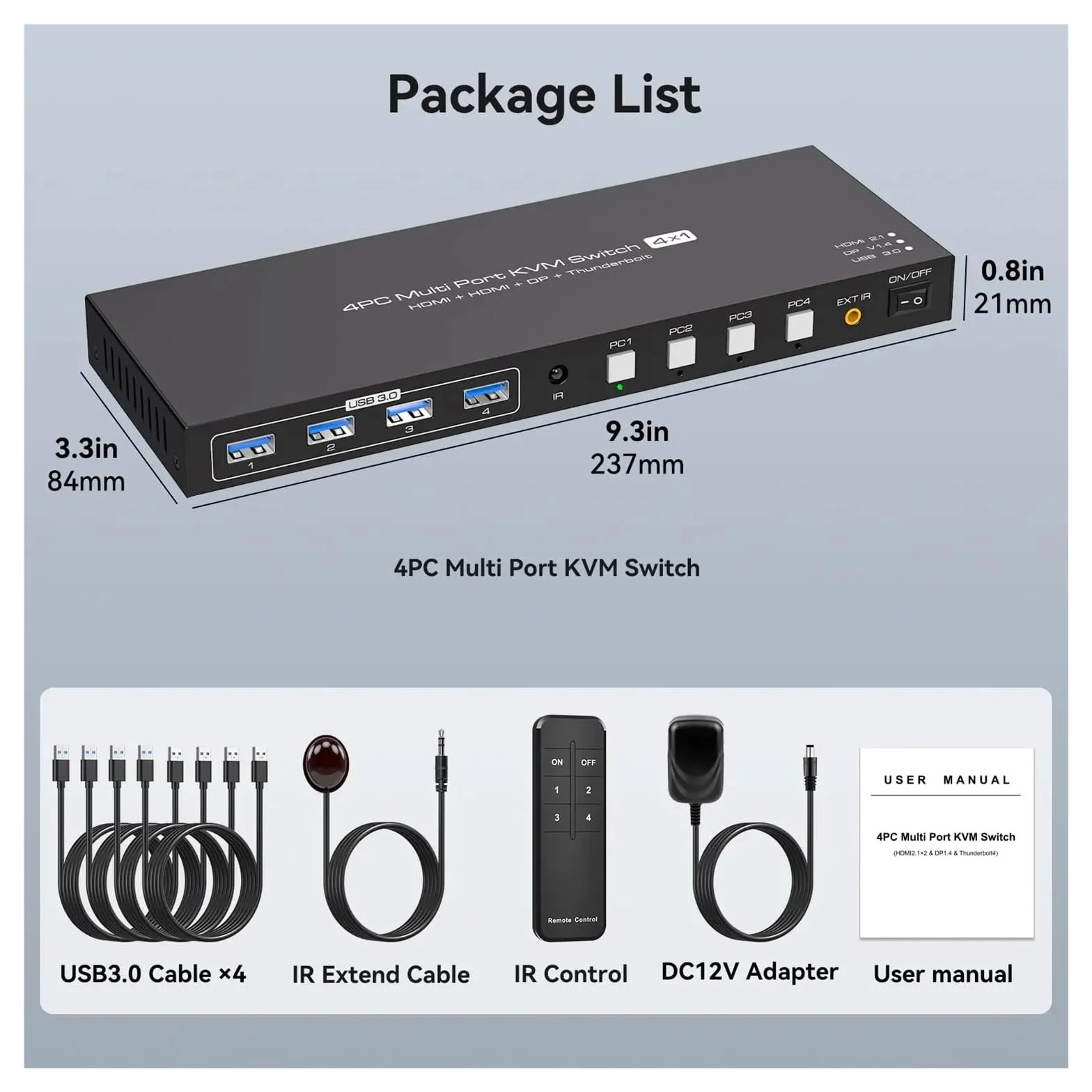 Konwertery wideo, 2 + Displayport KVM Switch Thunderbolt4 KVM Switches 4K144Hz