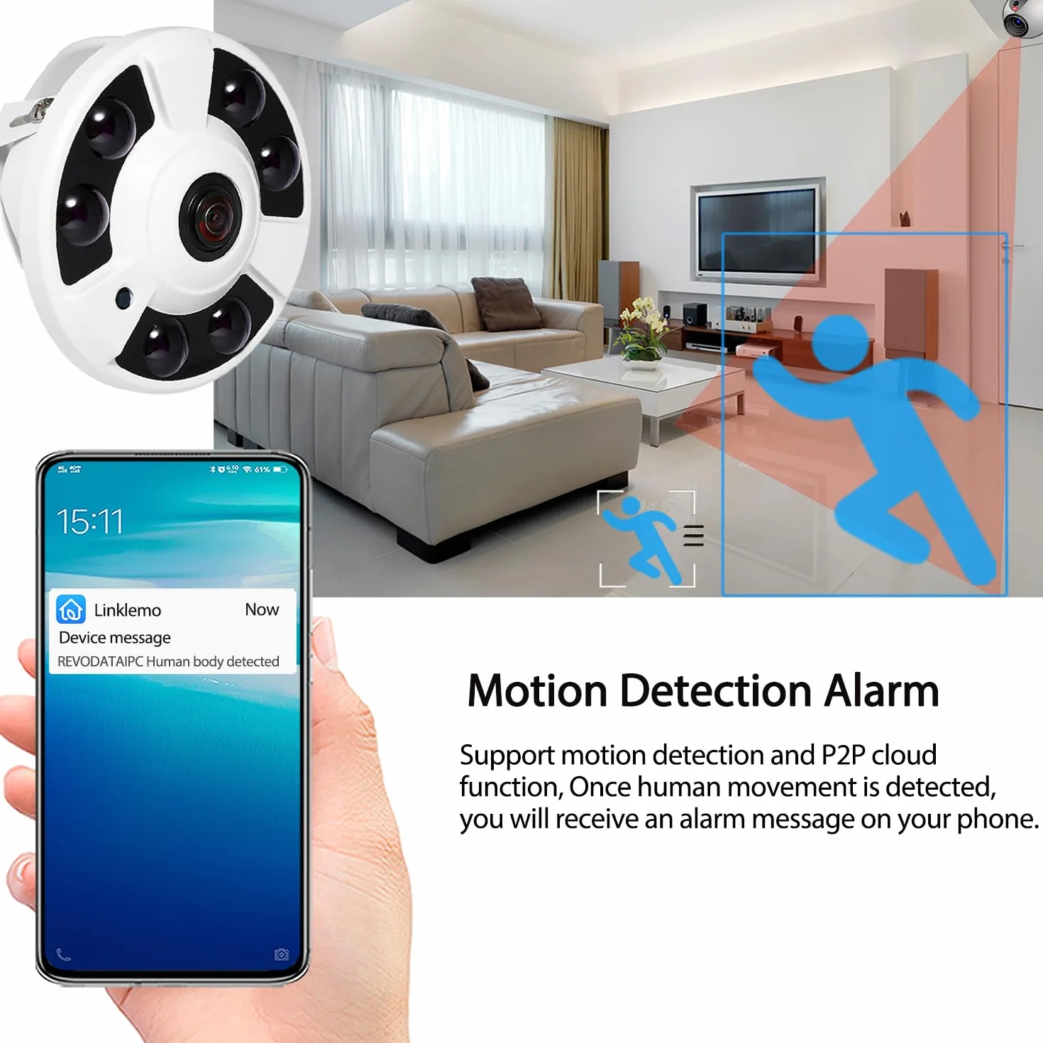 5 MP Fisheye POE kamera IP, HD Indoor CCTV kamera monitorująca 1,7 mm obiektyw 170 stopni kąt widzenia 6 Array LED IR widoczność w nocy P2P H.265 wykrywanie ruchu kamera POE IP (IF02-P-HS biała)
